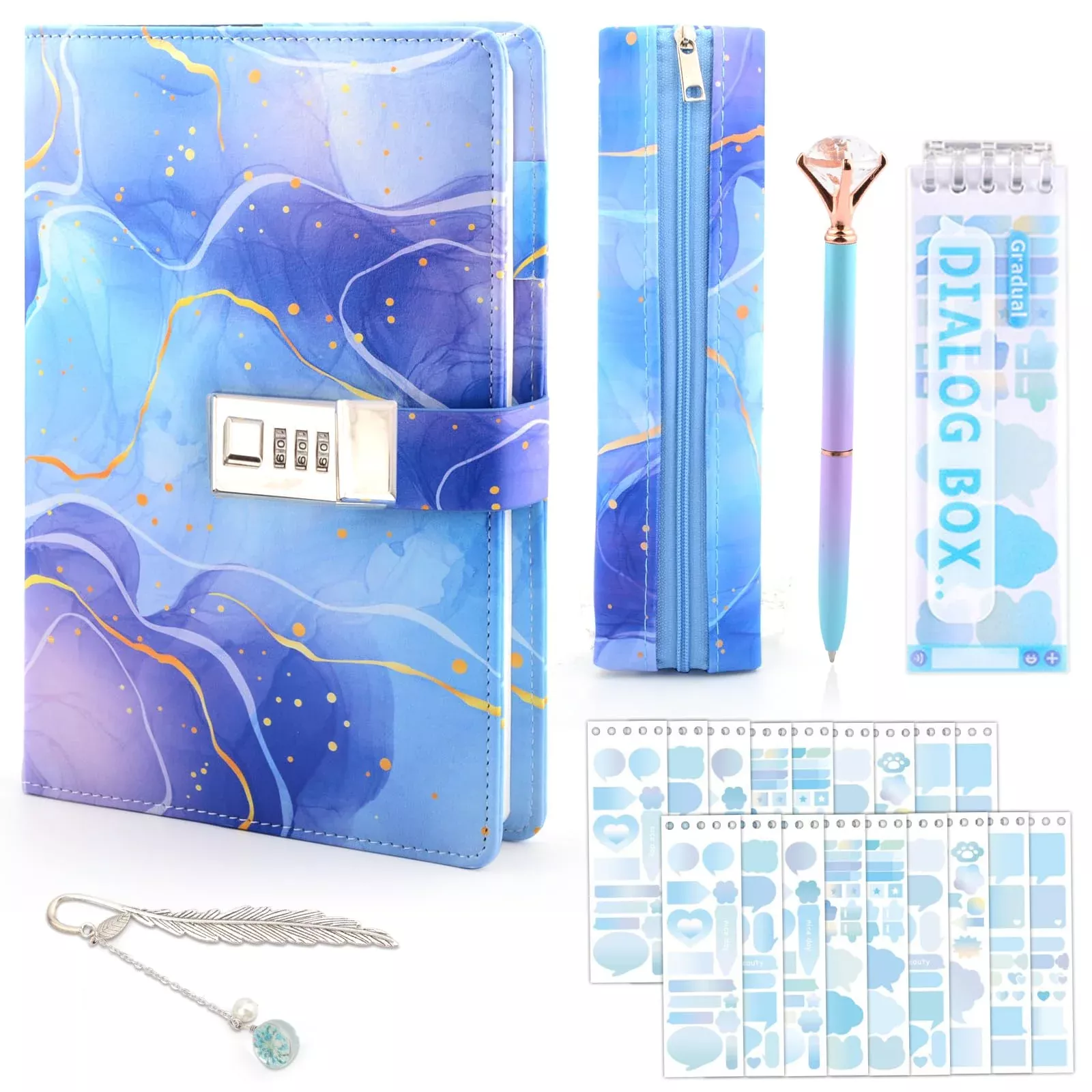 Perpetily A5 Diary with Lock for Girls, Blue, 162 Pages, Stationery