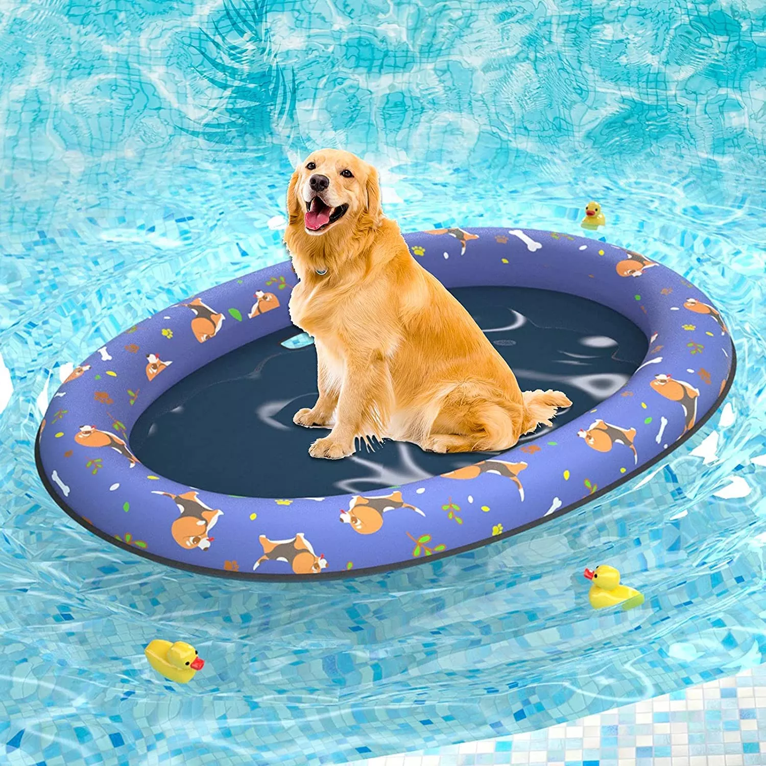 Pet Soft Dog Pool Float Raft for Small Medium Large Dogs, Blue2, Large