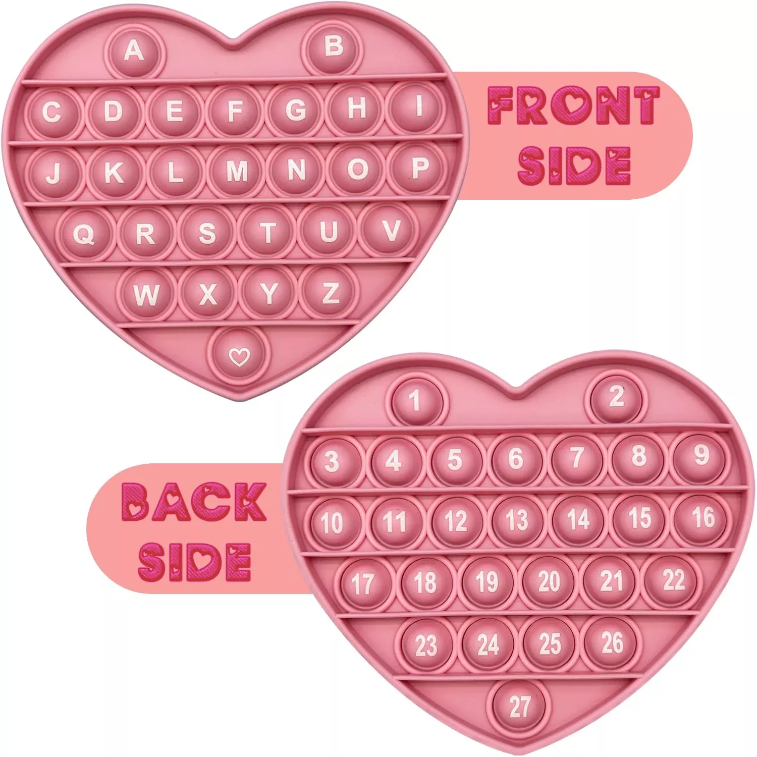 PETBSNVB Pink Heart Shaped Pop Bubble Fidget Toy 5.9 Inch