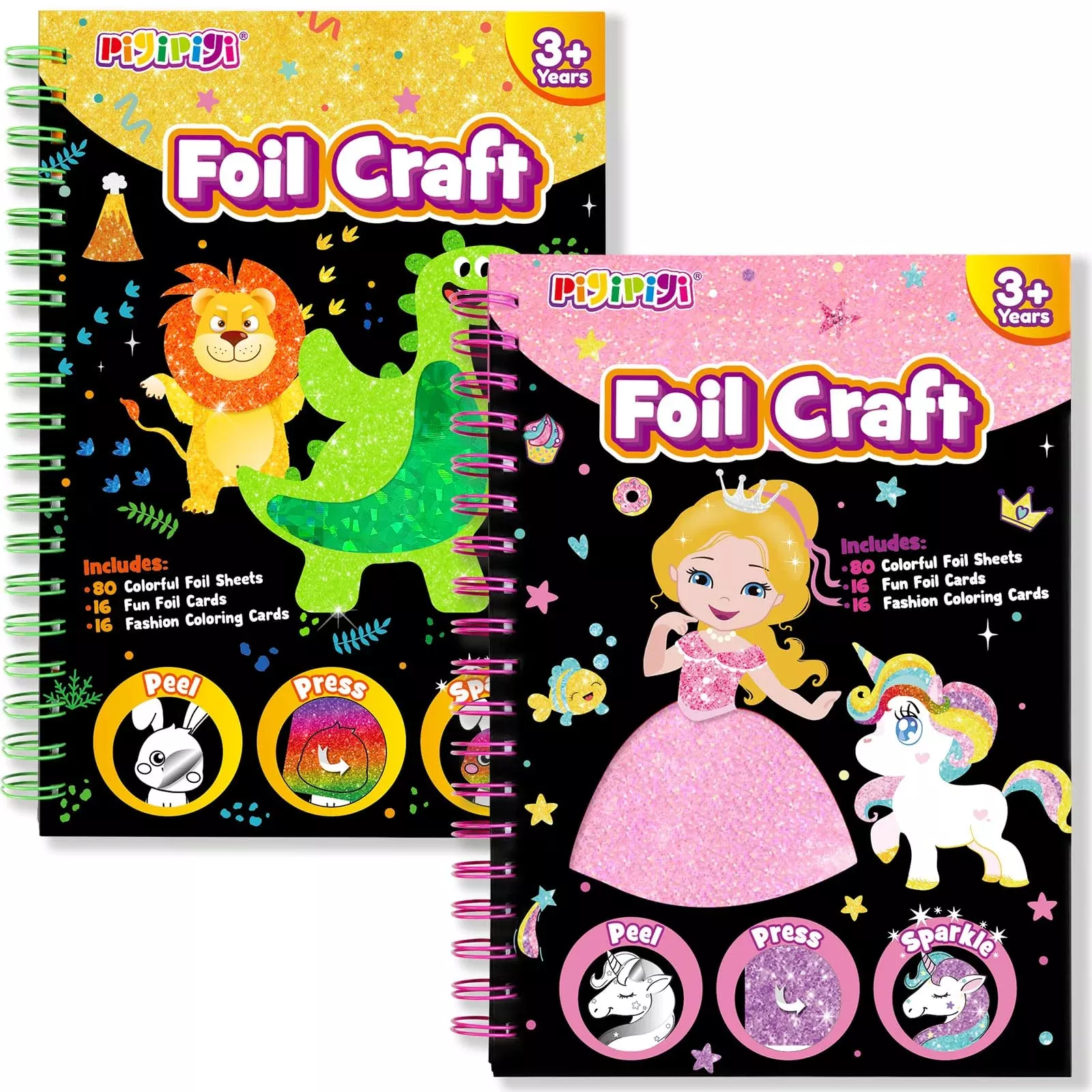 Pigipigi Art Craft Activity For Kids: Fun Foil Princess & Dinosaur Diy