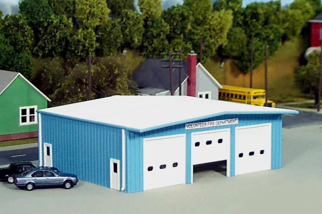 Pikestuff 541-0019 HO Scale Blue Fire Station Kit