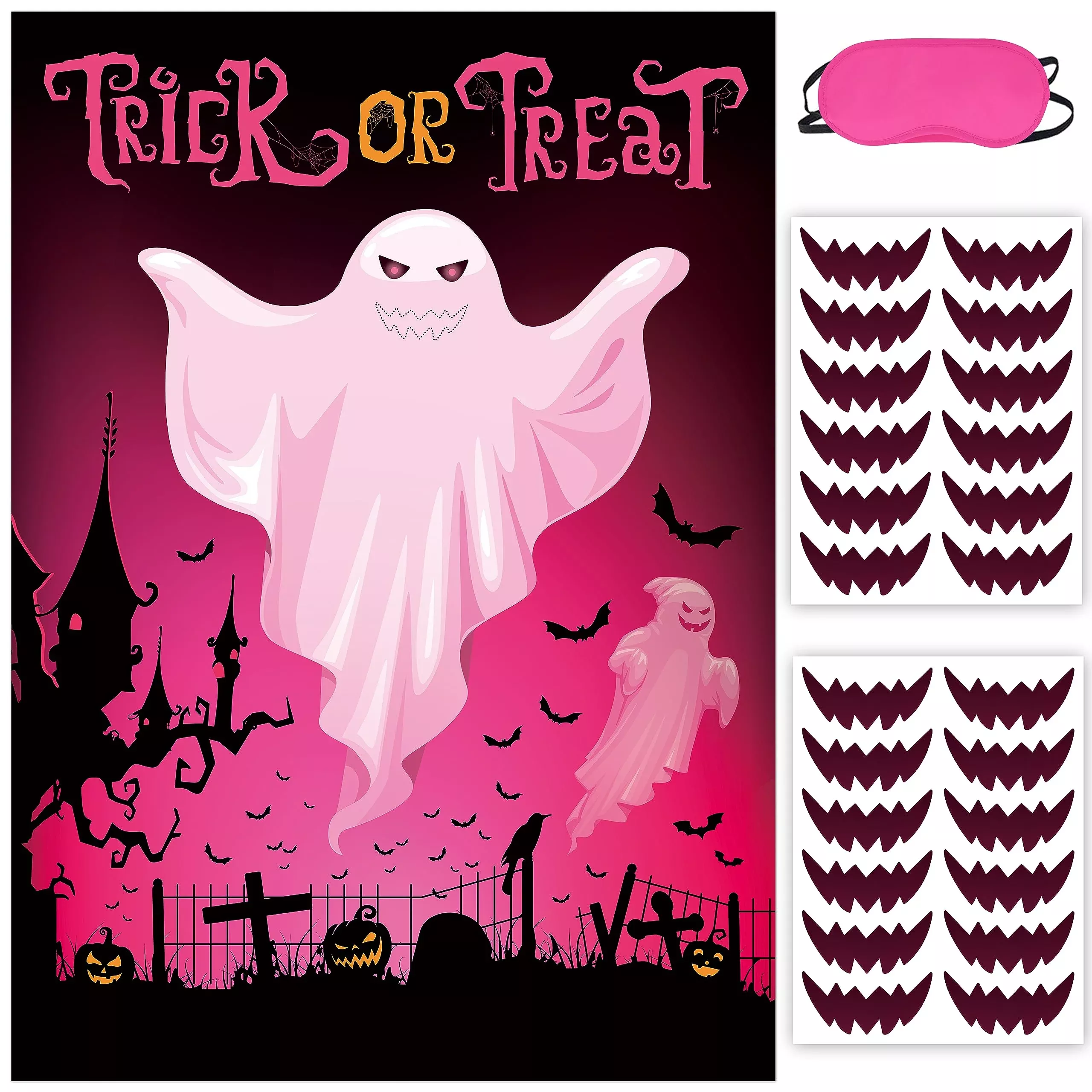 Pin The Mouth On The Ghost Halloween Party Game For Kids Ghost Poster