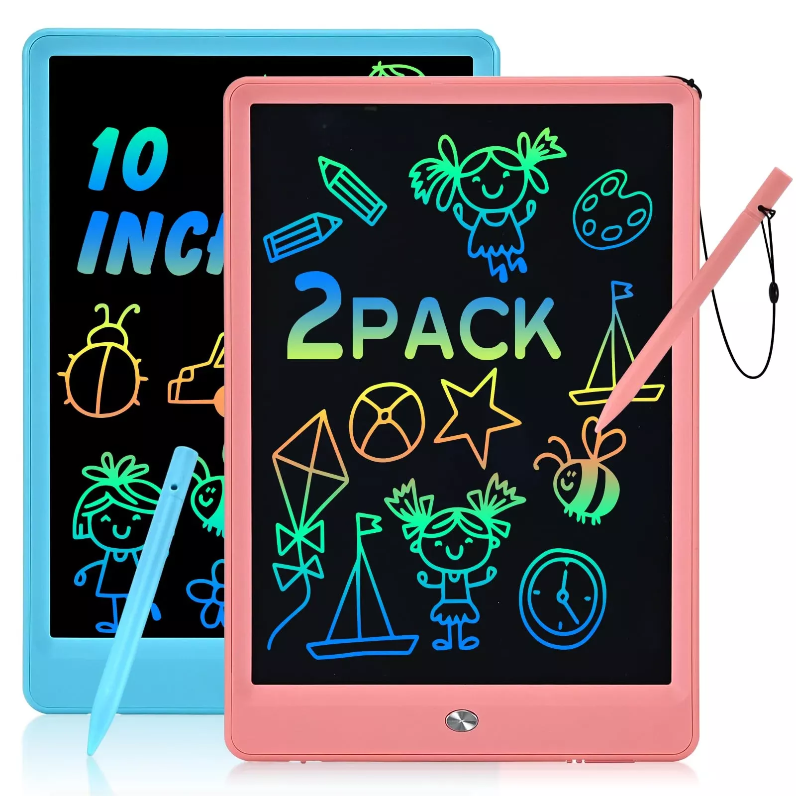 PINKCAT 10'' LCD Writing Tablet for Kids - Blue & Pink, Safe Design