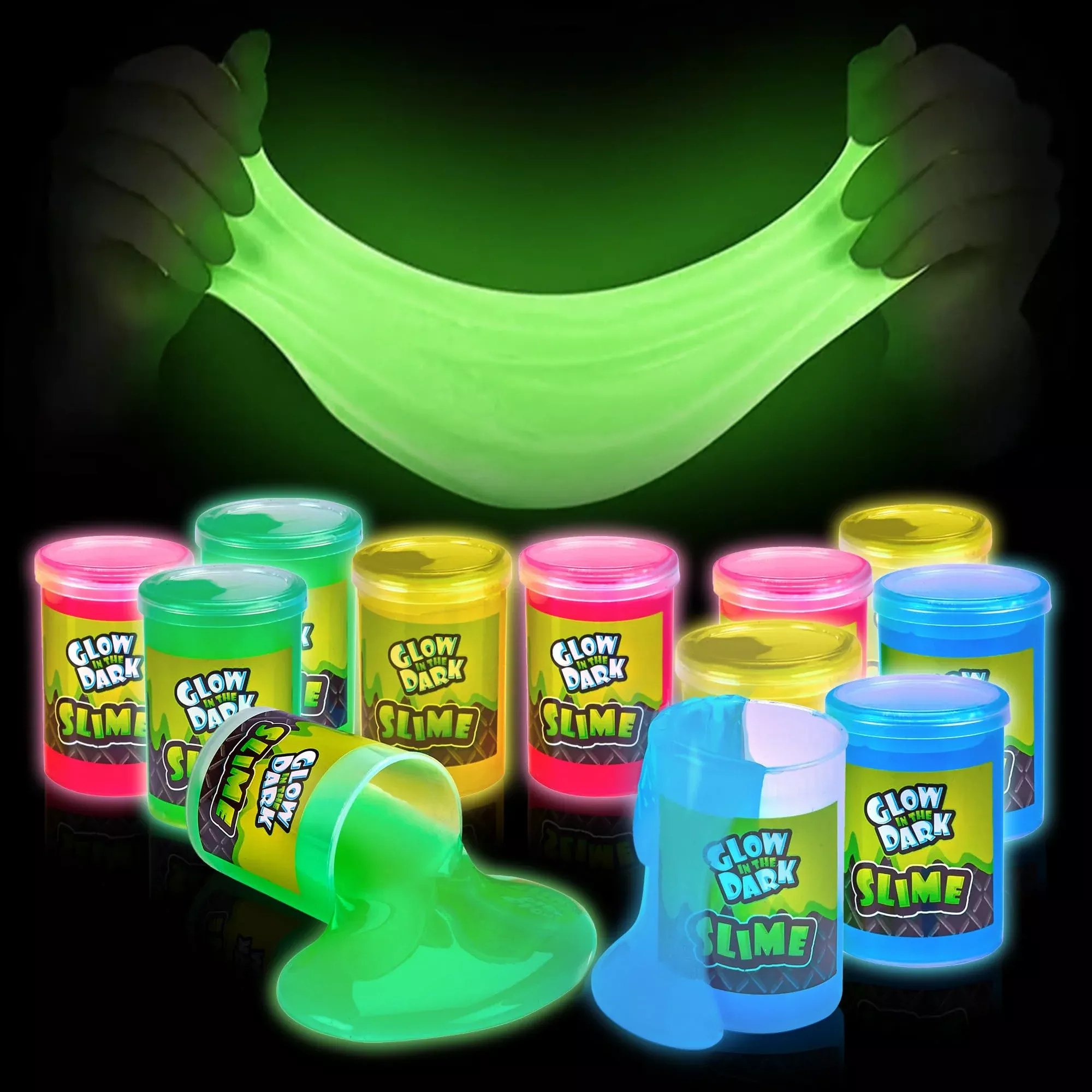 Playbees Glow in The Dark Slime - 12 Neon Colors, 4.5