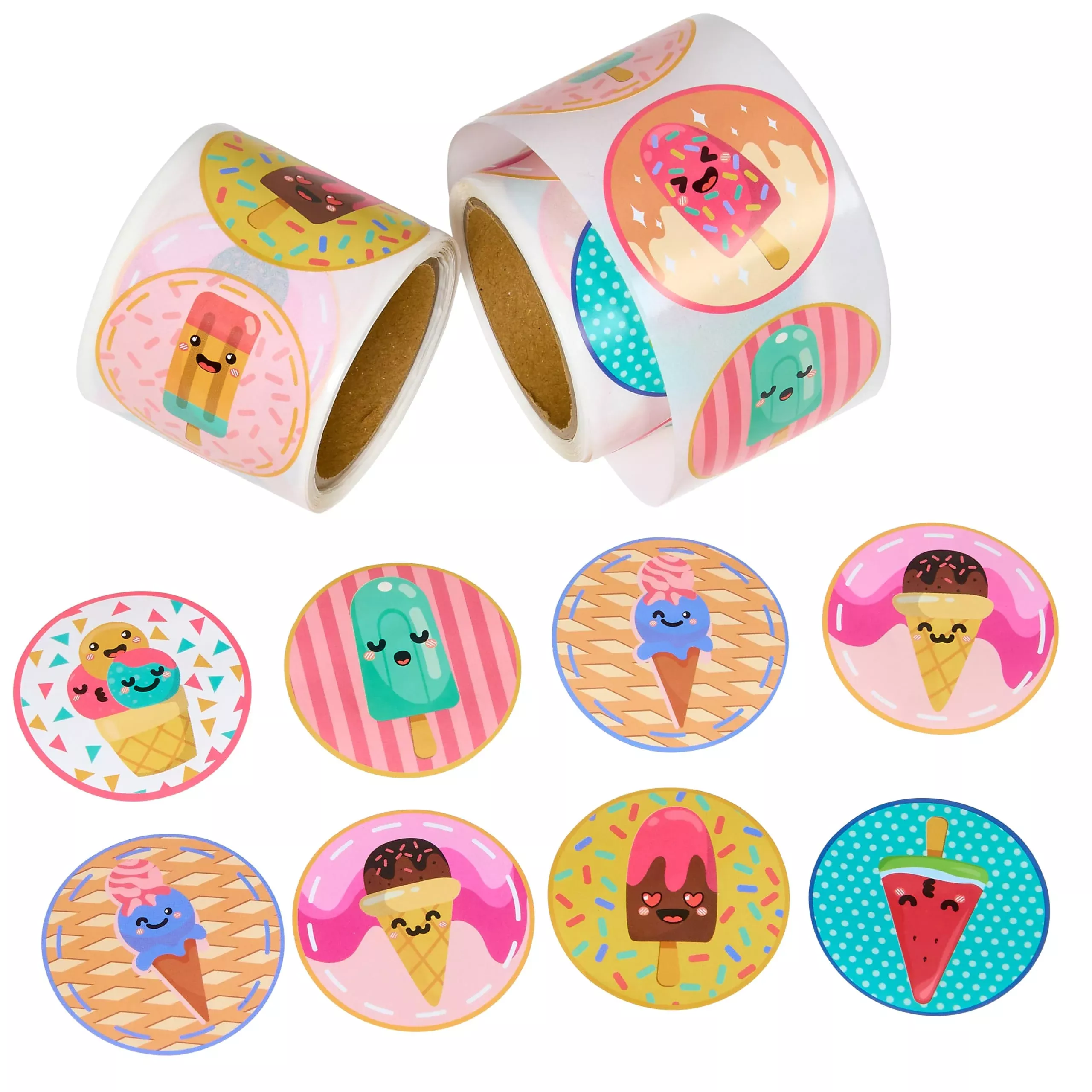 Playbees Ice Cream Stickers for Crafts - 200 Vibrant Designs, Red