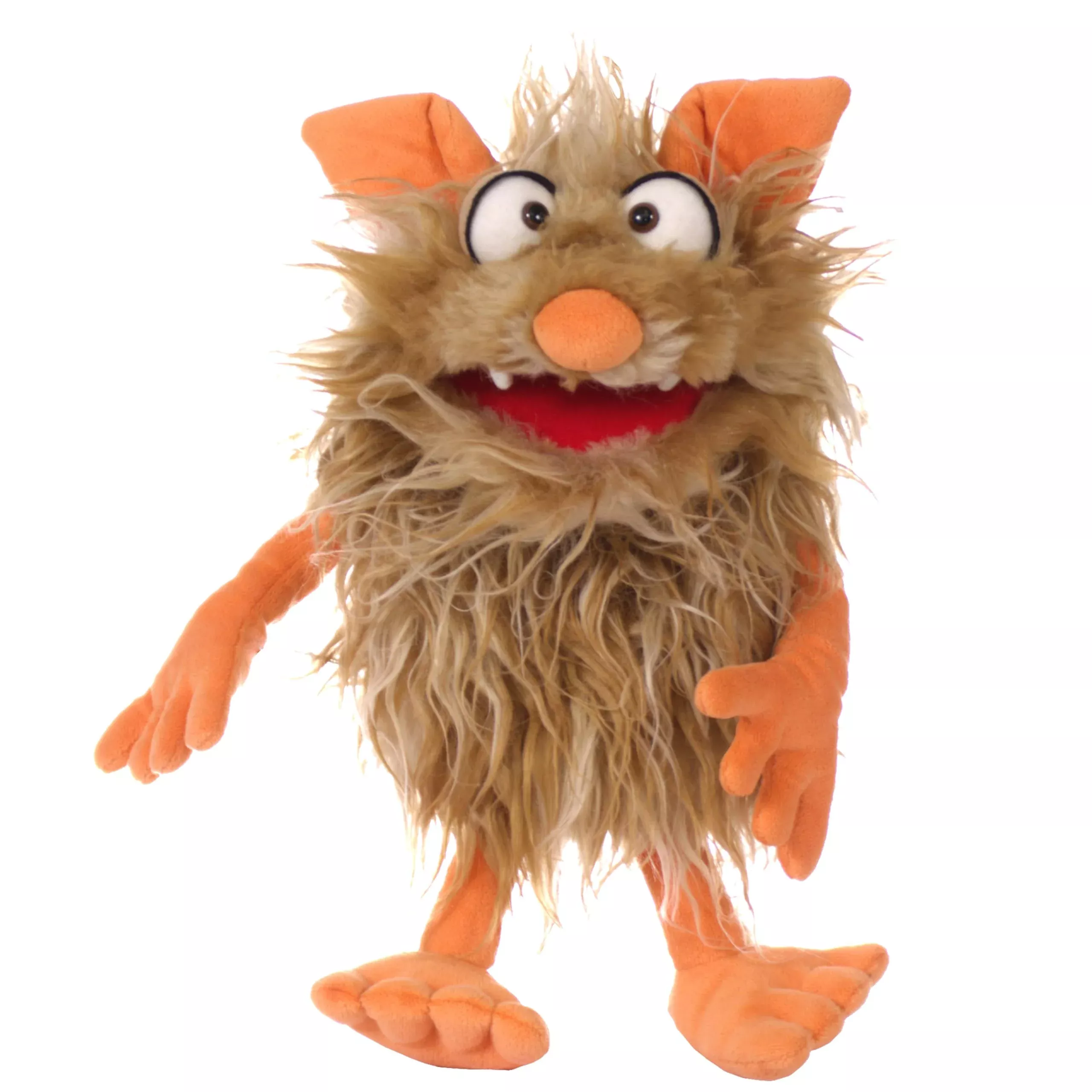Playful Minds Hand Puppet Dusty 14" Soft Brown Orange Monster