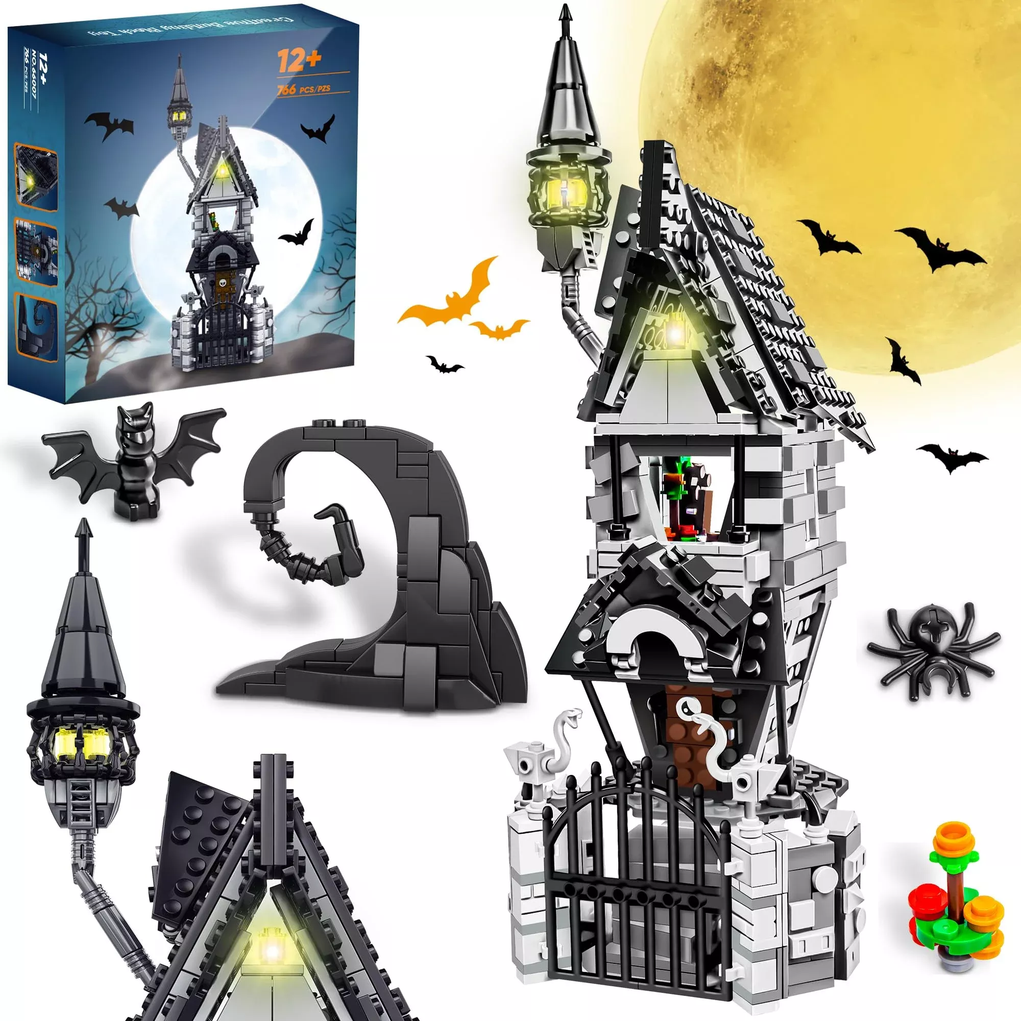 Pleysyncz Halloween Haunted Mansion House Building Kit, Before Christm