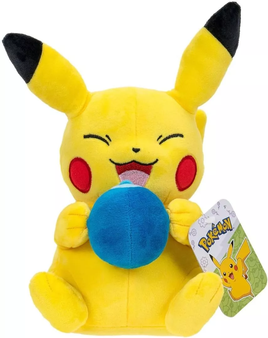 Pokémon Pikachu Plush Toy with Oran Berry, 20 cm, Black