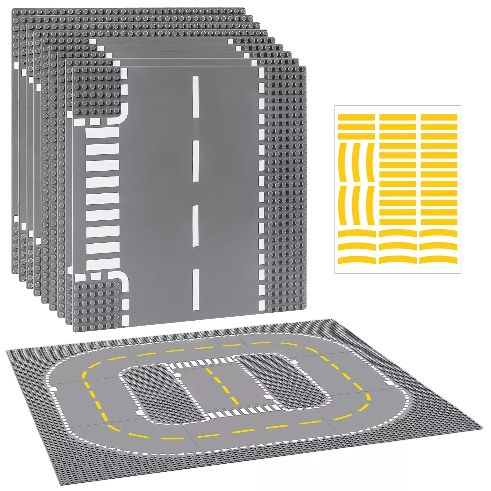 Pokiiulk Road Baseplates Set - 9 Pack, 10"x10", ABS Plastic