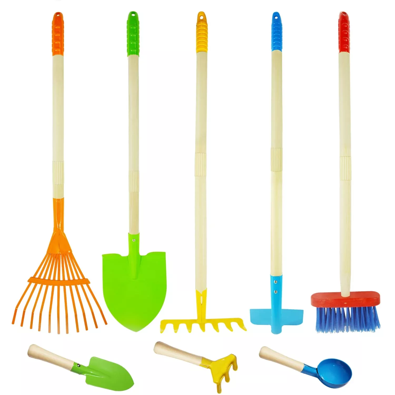 POMIKU Kids Gardening Tools Set, 8pcs, Medium, Colorful