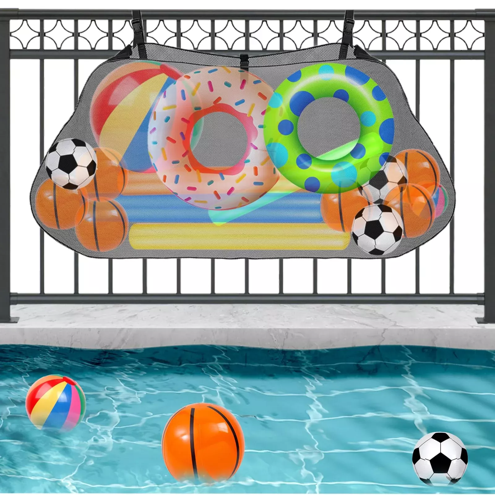 Pool Float Toy Storage Mesh Bag, Swimming Pool Float Storage Organizer