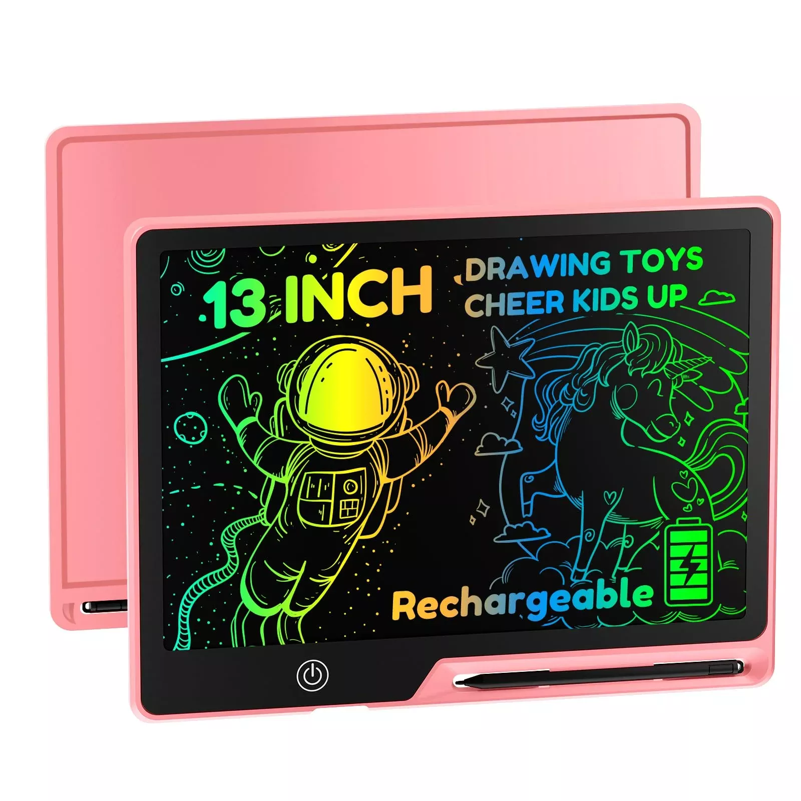 POPERFUN 13 Inch LCD Writing Tablet for Kids - Pink Doodle Board
