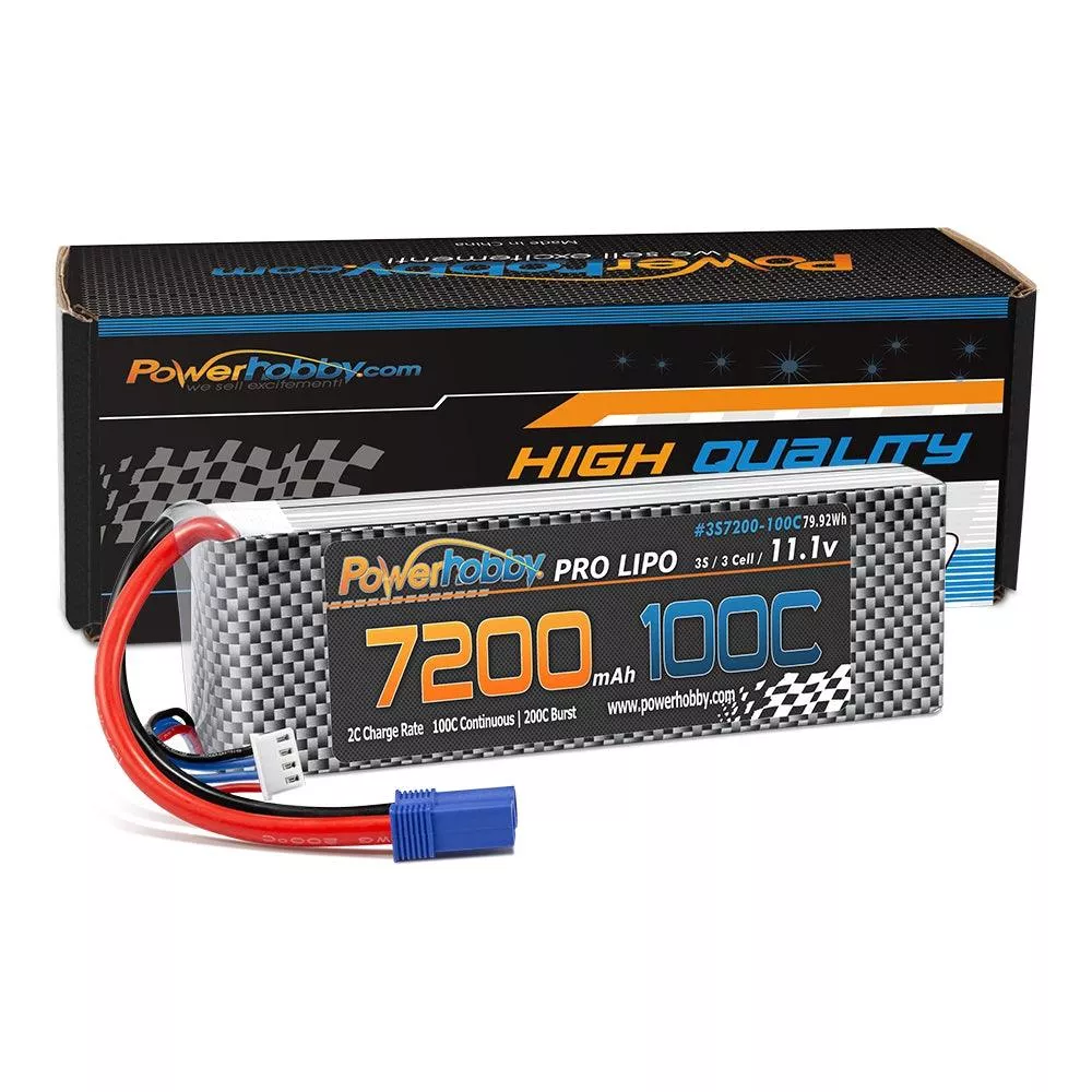 Powerhobby 3S 11.1V 7200mAh 100C Lipo Battery Pack with EC5 Plug