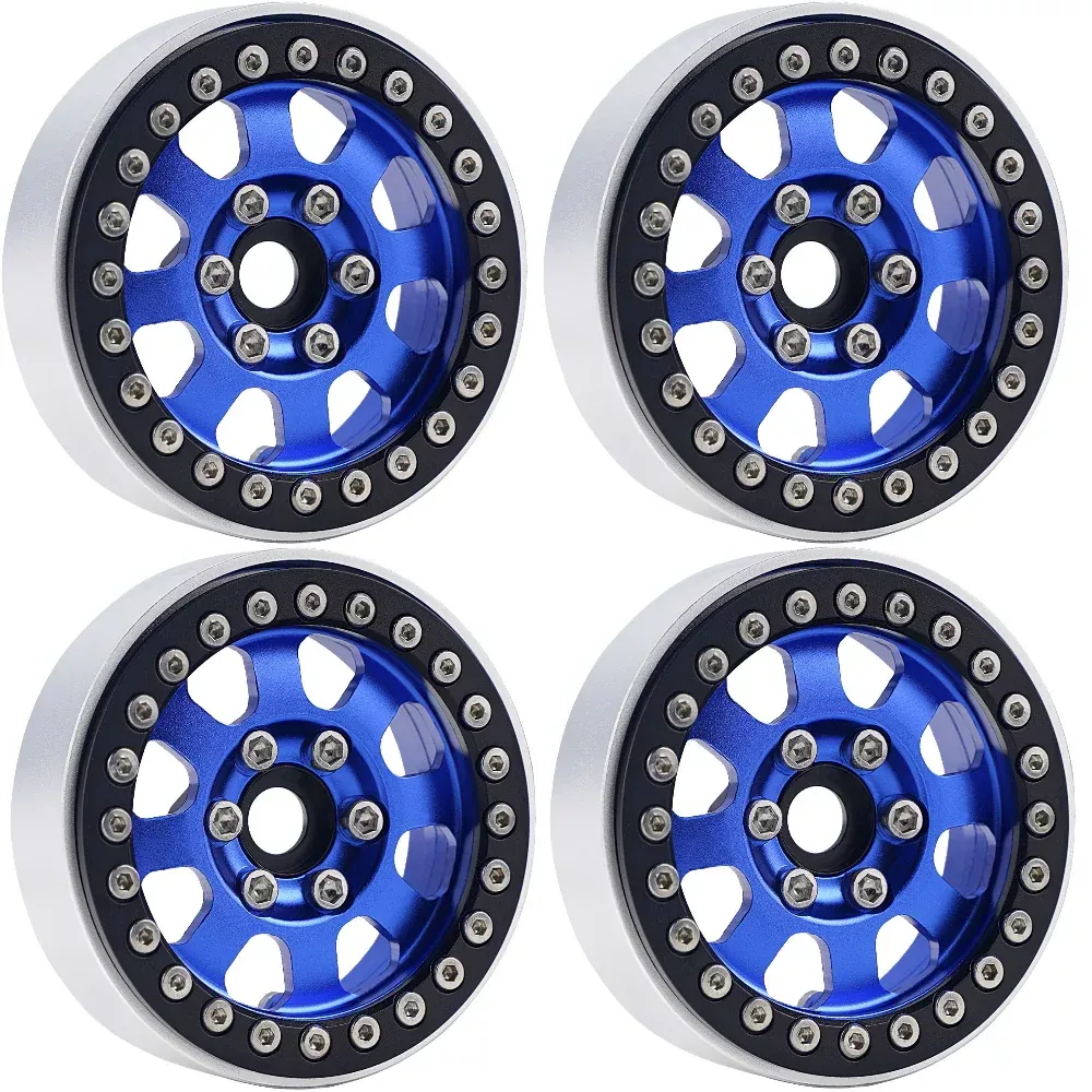 Powerhobby PHB5050 Blue B1 Aluminum 1.9" Crawler Beadlock Wheels 4 Pack