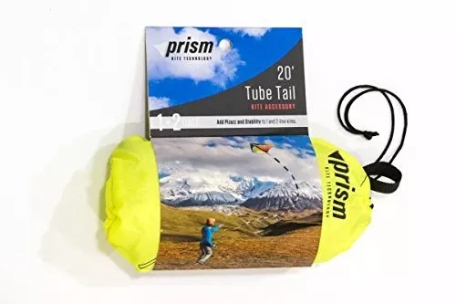 Prism Kite Technology Tube Tail 20-Feet Black & White with Yellow Tip