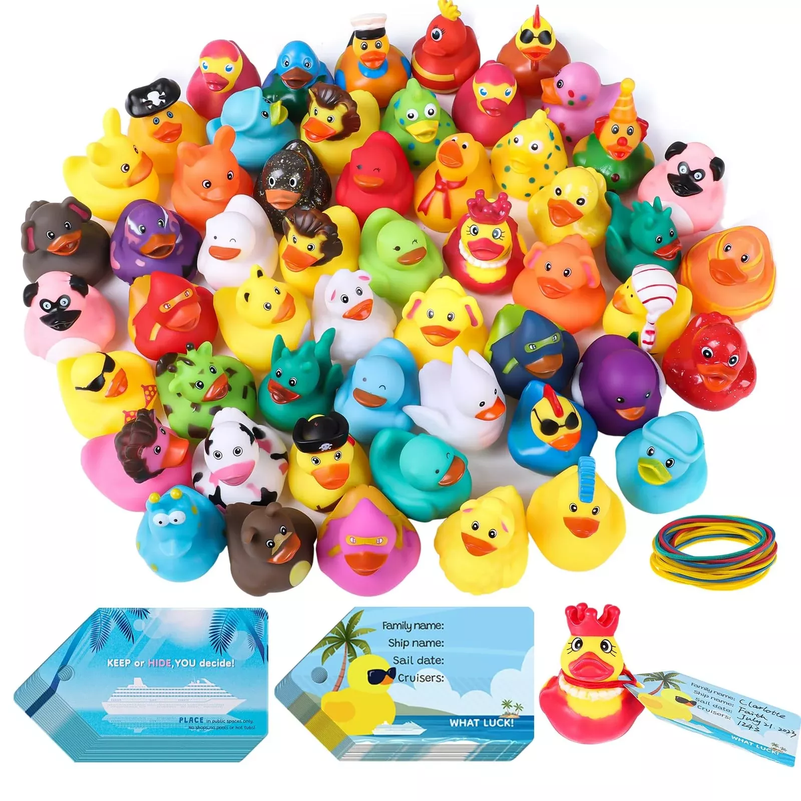 Prudiut Cruise Ducks Set - 20 Multicolor Rubber Ducks, 6cm Size