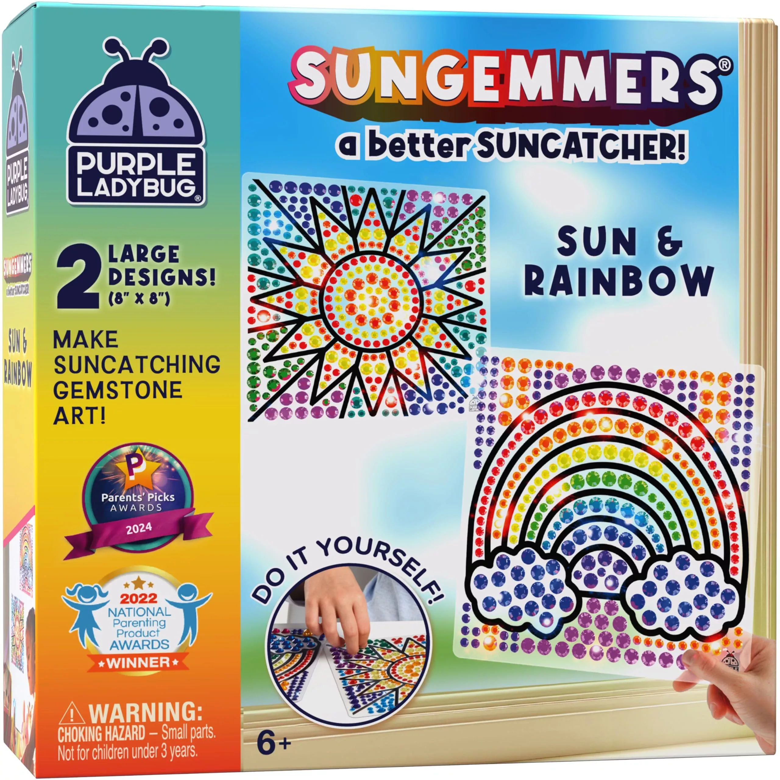 PURPLE LADYBUG Suncatcher Craft Kit for Kids, Sun & Rainbow, 2