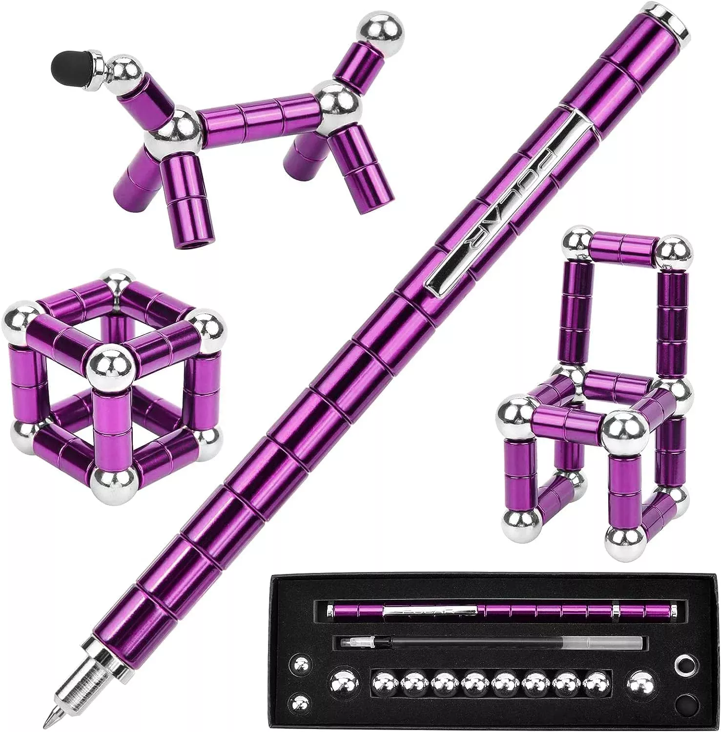 QAQcew Magnetic Pen for Stress Relief, Purple, 1 inch, Multifunctional