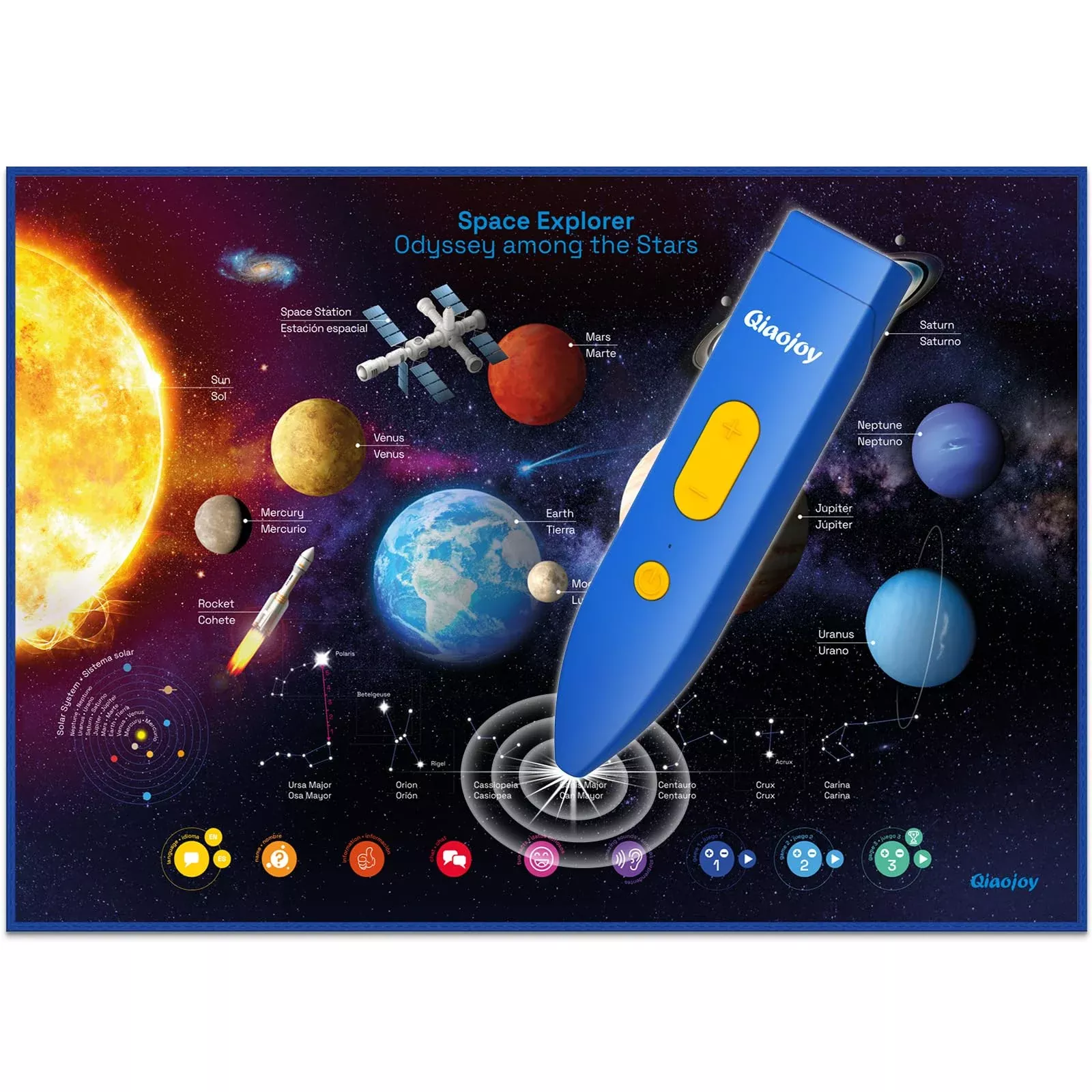 Qiaojoy Bilingual Interactive Solar System Poster for Kids 24"x30"
