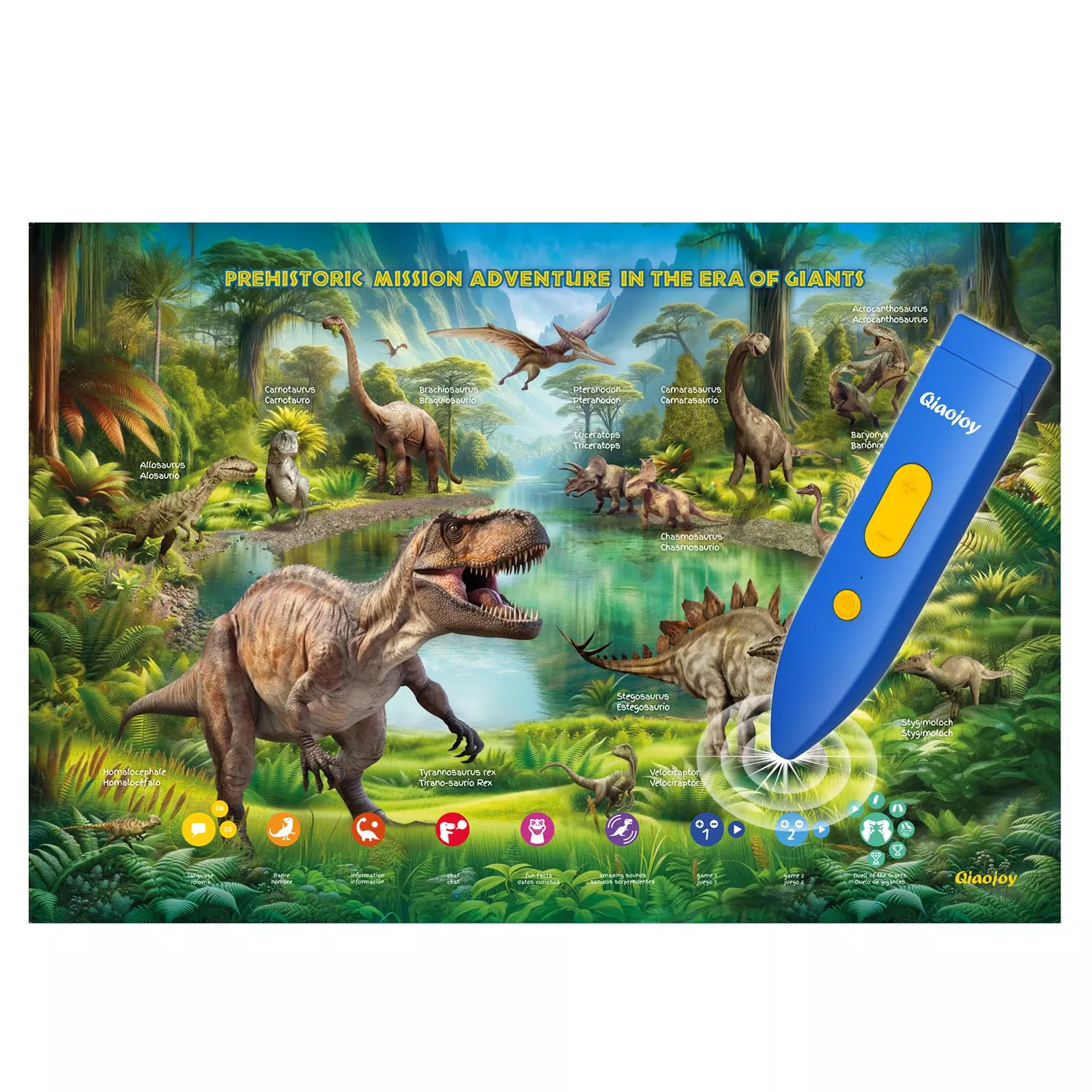 Qiaojoy Dinosaur Interactive Poster for Kids, 30 x 24 inches