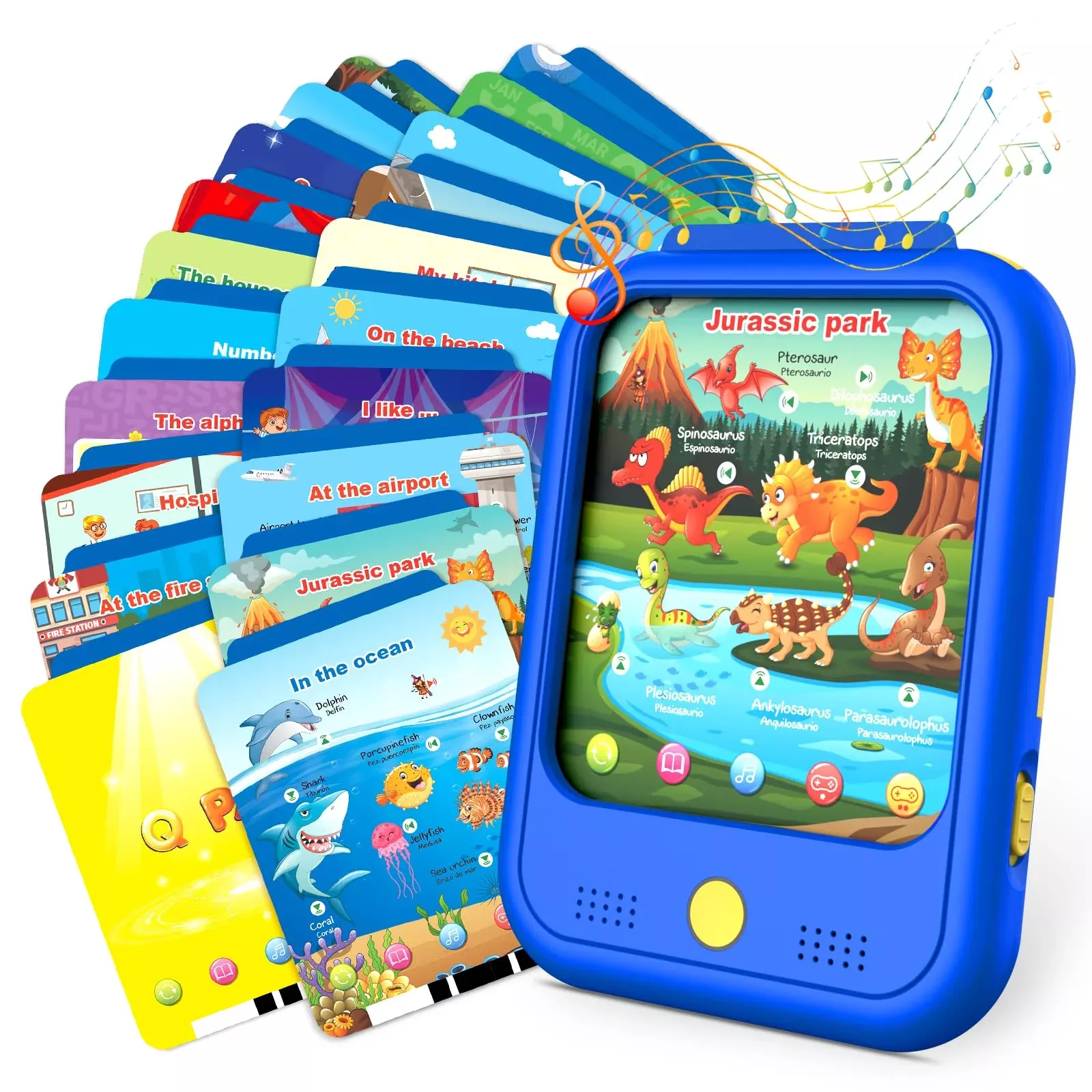 Qiaojoy Kids Learning Pad for Toddlers, Bilingual, Blue, 8.