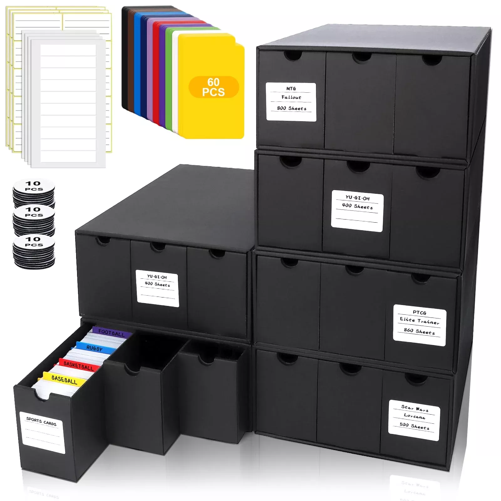 QLOUNI Card Storage Box for Trading Cards, 18000 Capacity, 10.3