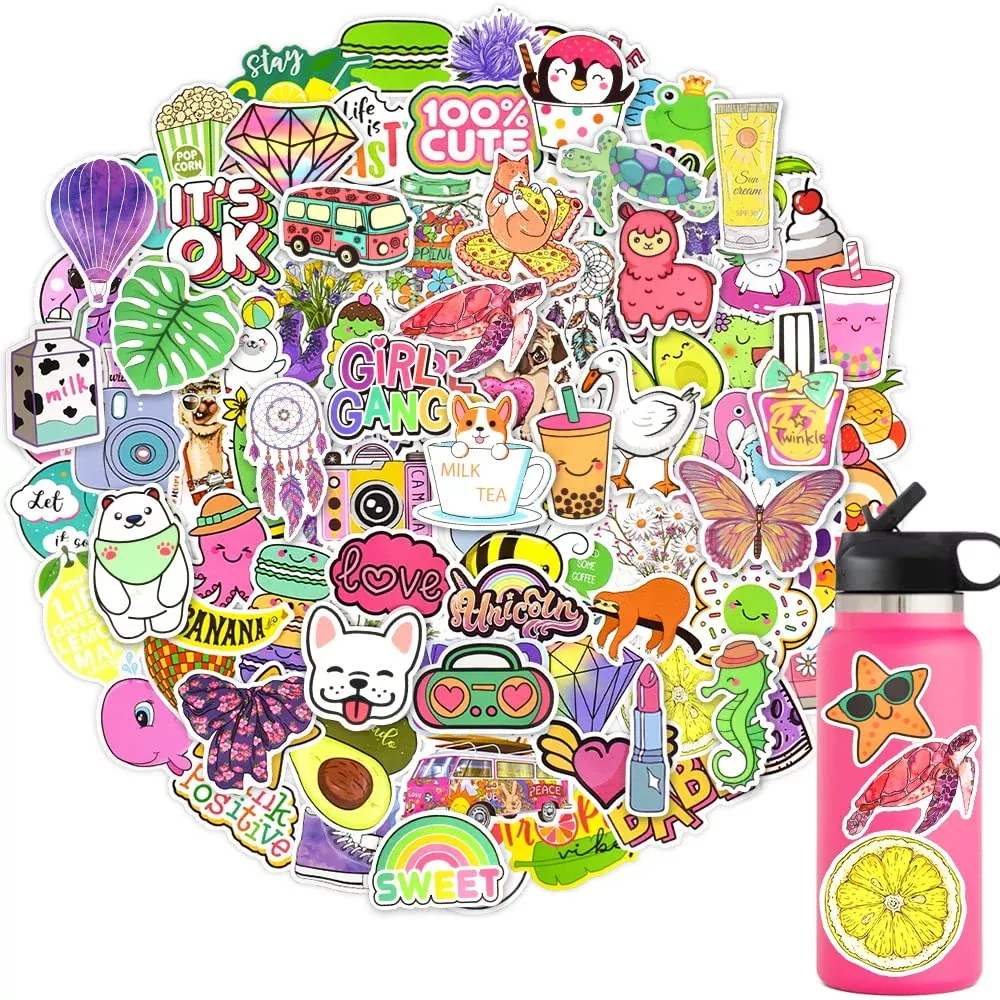 QTL Vinyl Stickers Pack for Water Bottles & Laptops, Multicolor