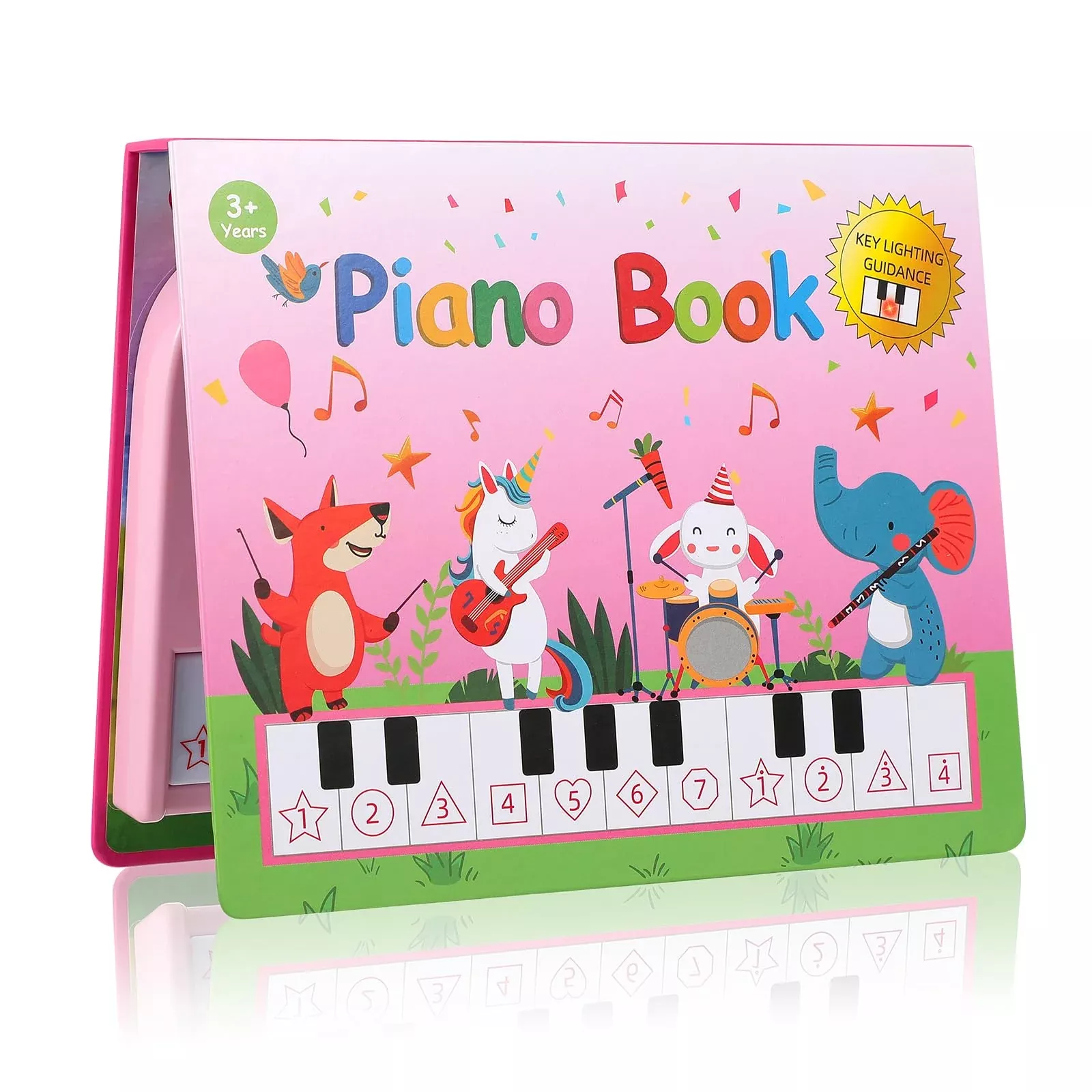 Quimsity Piano Book Educational Toy for Toddlers, Pink, 18 Keys