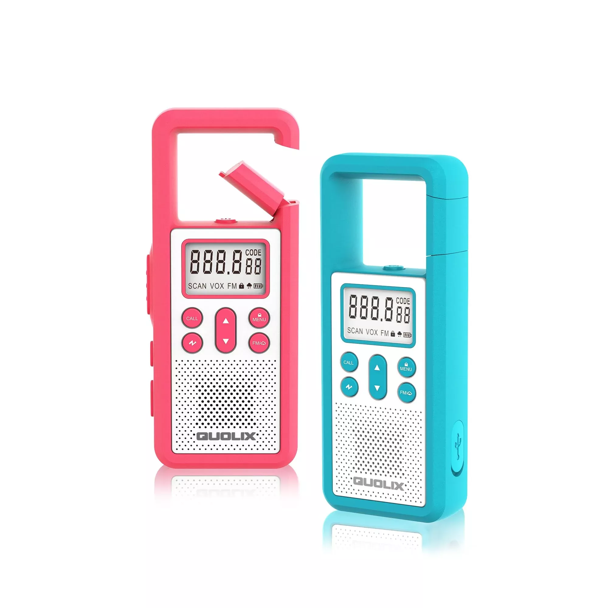 QUOLIX Kids Walkie Talkies 1 Mile Range Rose Blue 2 Pack