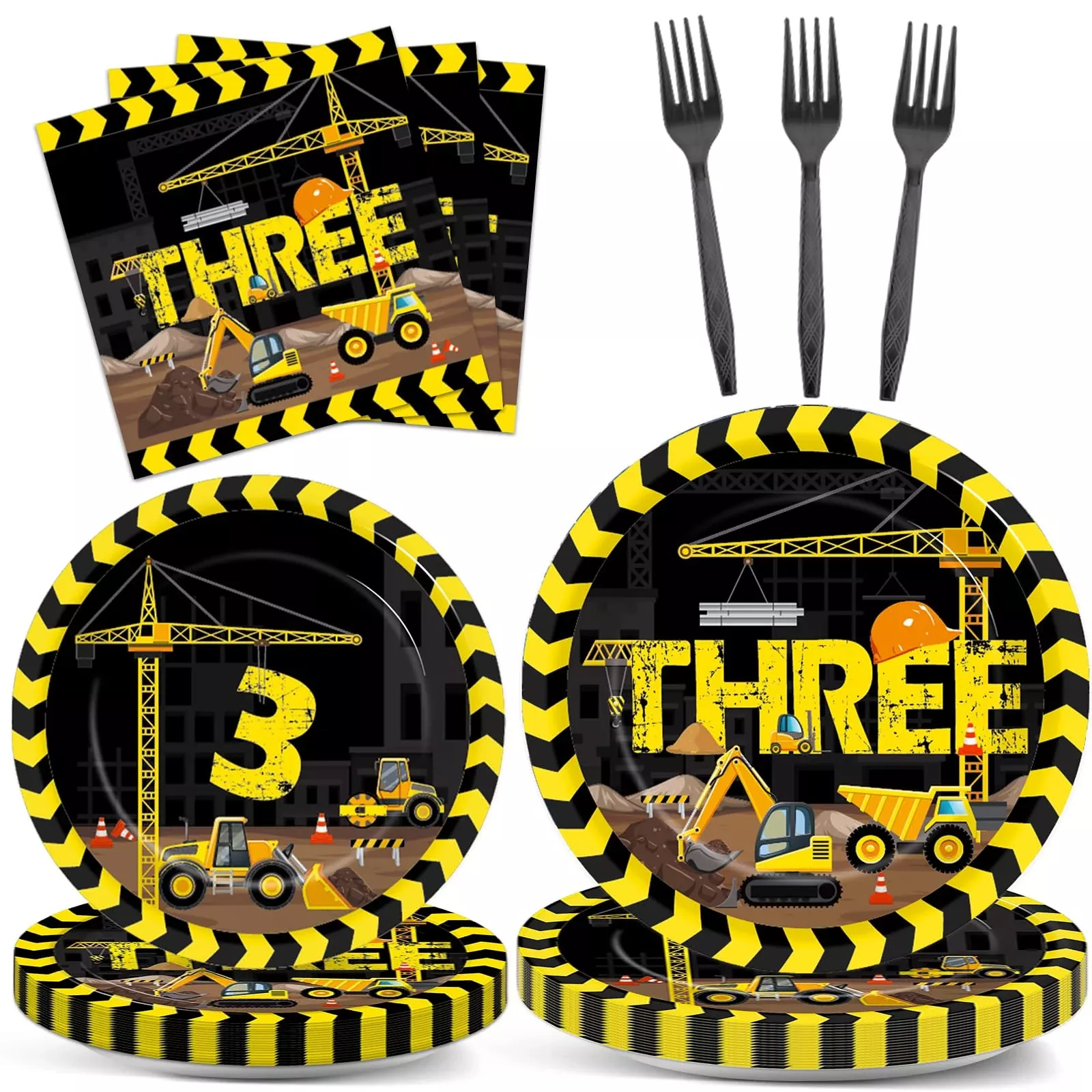 Qyeahkj Construction Party Supplies Set, 25 pcs, Colorful