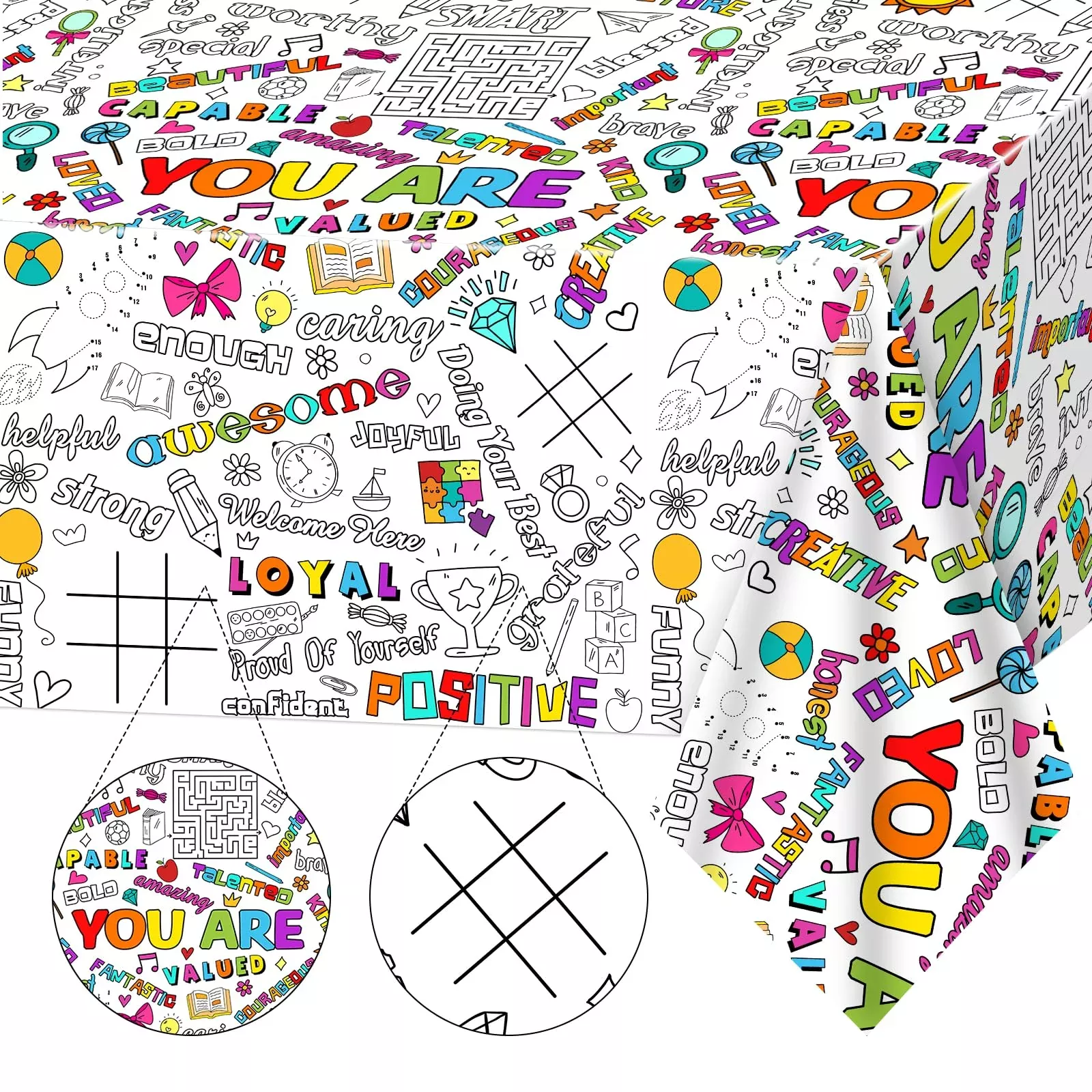 Qyeahkj Giant Coloring Poster For Kids Positive Affirmations Large Col
