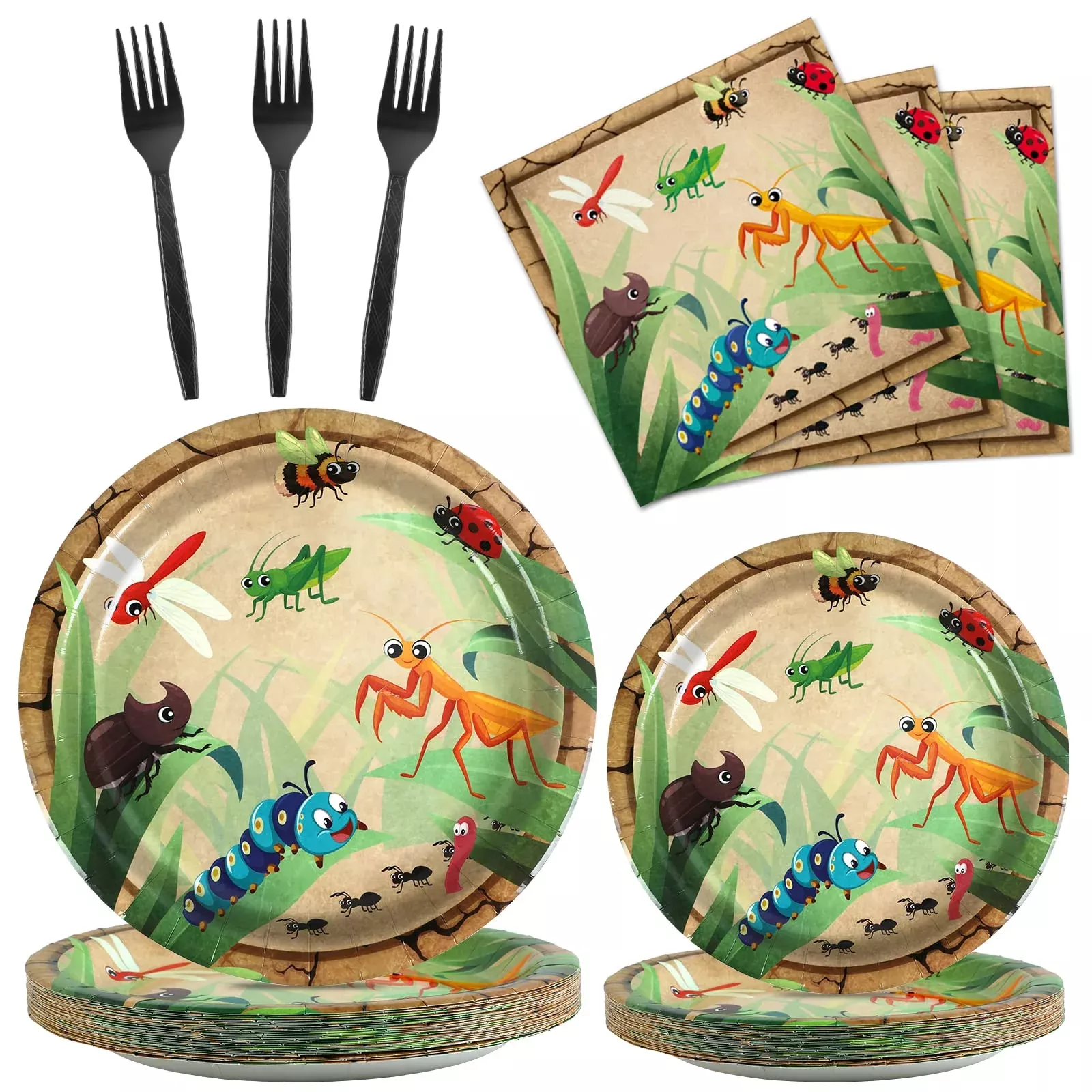 Qyeahkj Party Paper Plates Set for 25 Guests, 9” & 7”