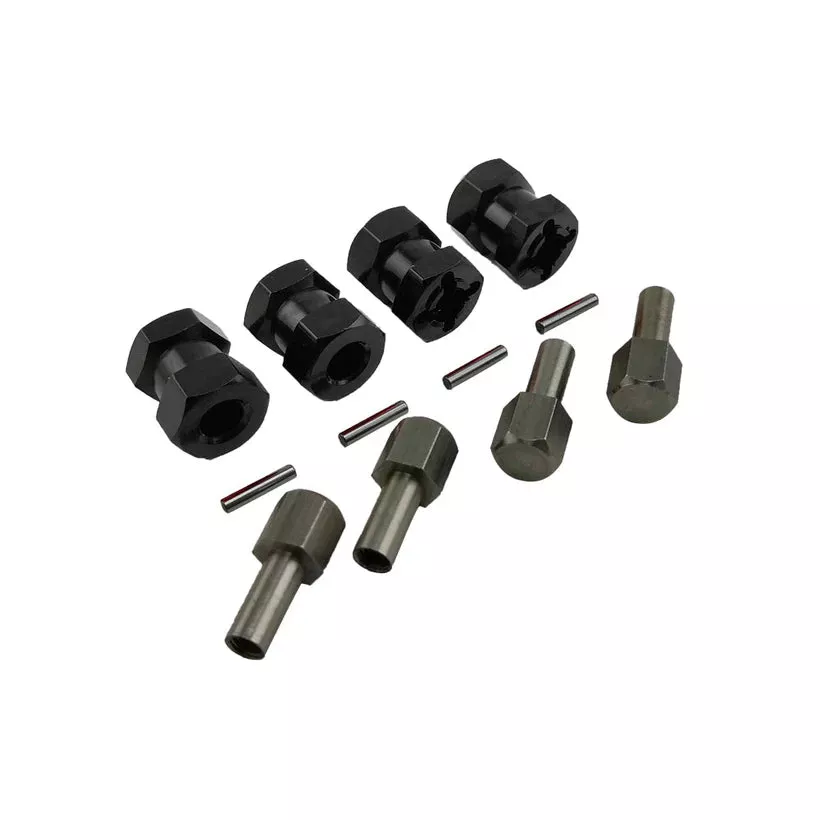 Racers Edge 1950 Black 15mm Wheel Hex Extension Adaptors (4 Pack)