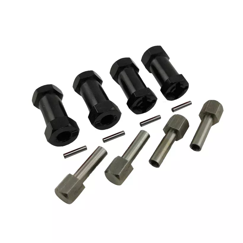 Racers Edge 1952 Black 25mm Wheel Hex Extension Adaptors (4 Pack)