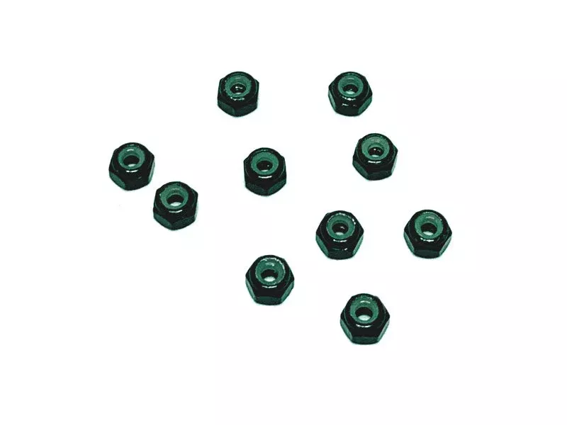 Racers Edge 3152BK Black Nylon Lock Nut M2 (10 Pack)