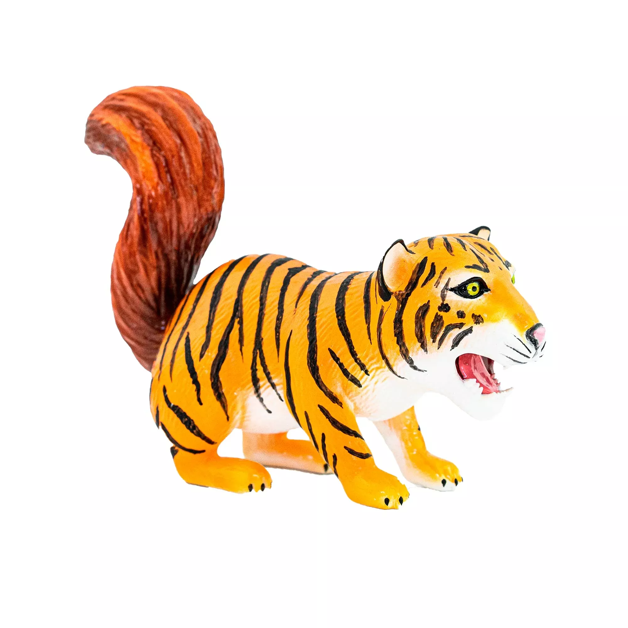 Randimals Tiger With Squirrel Tail Figurine Toy 5”, Premium Hard Rubbe