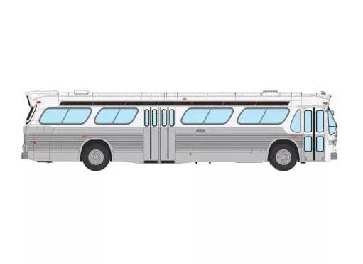 Rapido751037 HO Scale Deluxe New Look Suburban Bus - Unlettered Transit (dual doors) White/Silver