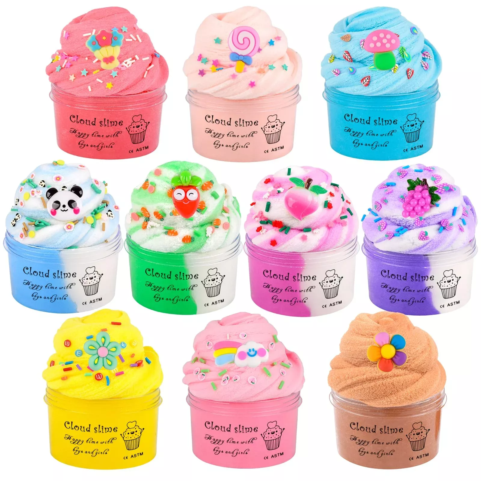 Remethsu Cloud Slime Kit 10 Packs Colorful Fun 6.49x8