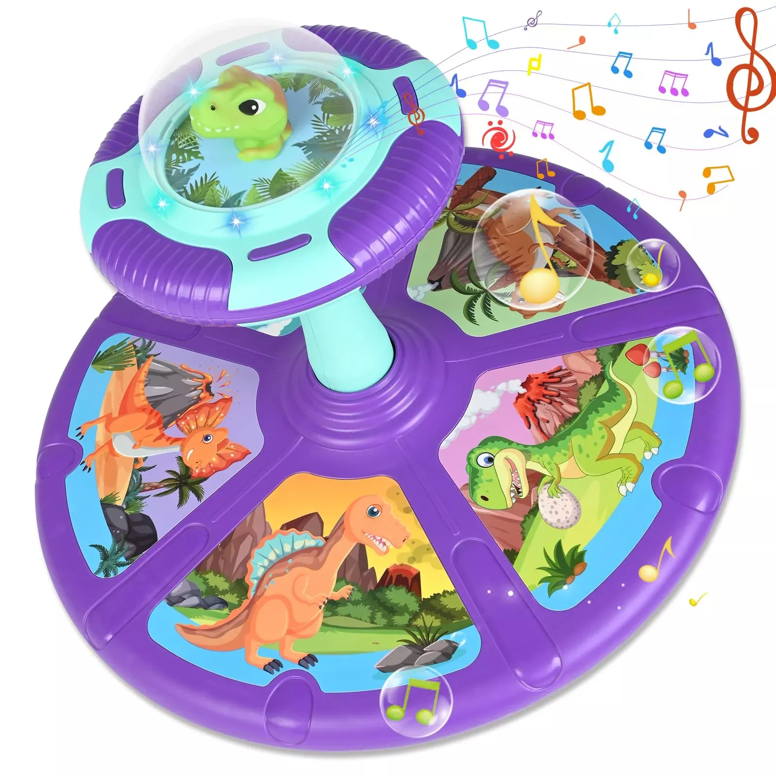 RetroAudio Dinosaur Sit and Spin Toy for Toddlers, Green, Standard Size