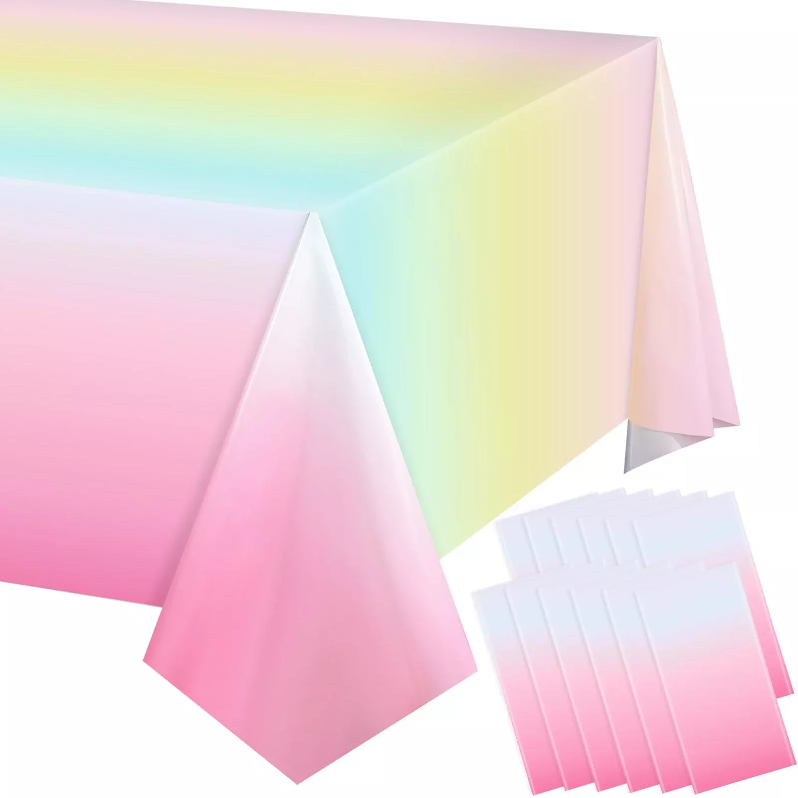 Riakrum Rainbow Tablecloths, Plastic, 108 x 54 inches, 6