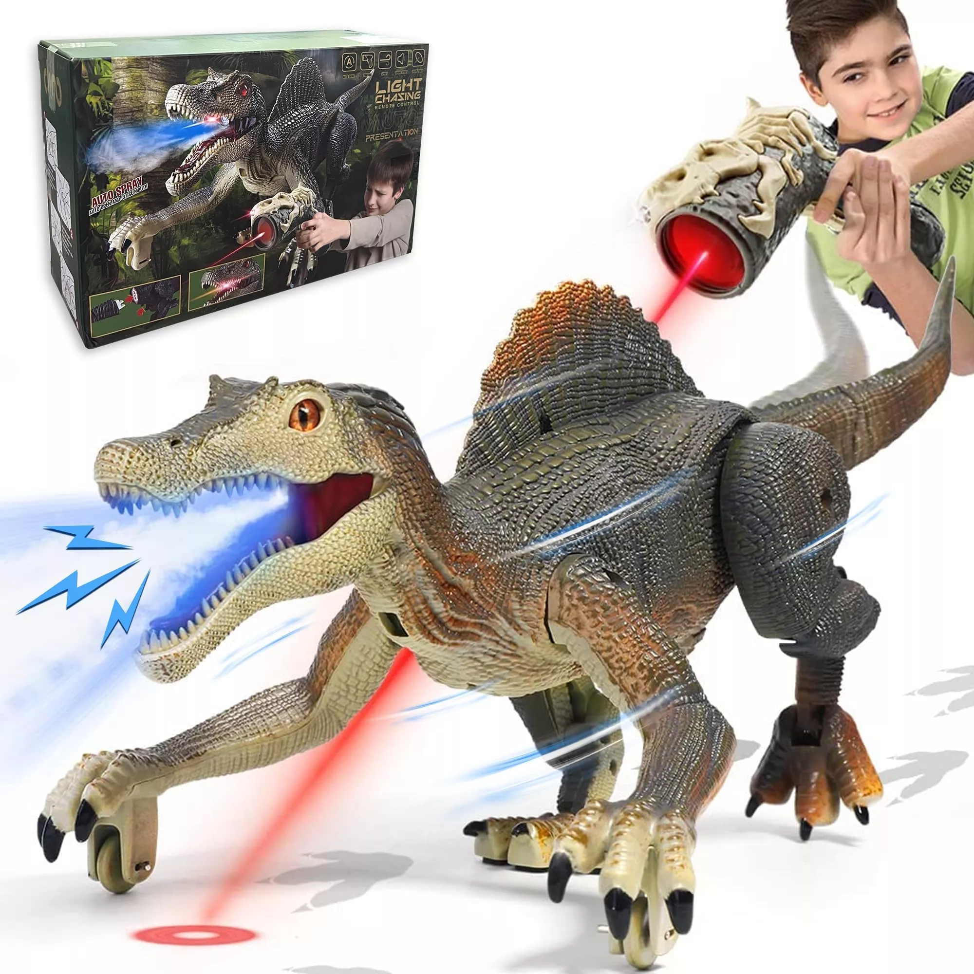 Richgv Remote Control Spinosaurus Dinosaur Toy Gray 14 inches