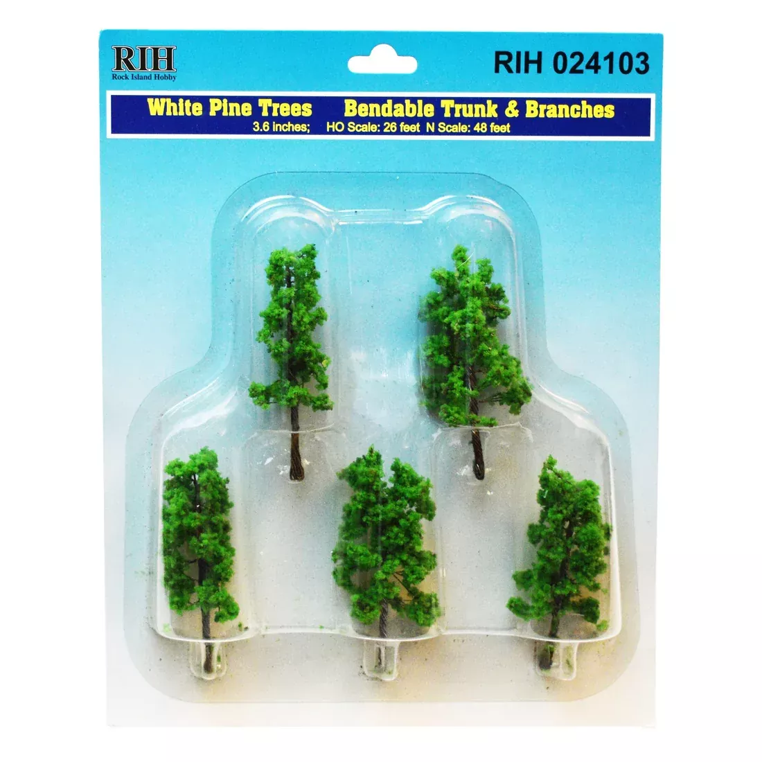 Rock Island Hobby 24103 White Pine Trees 5 Pack