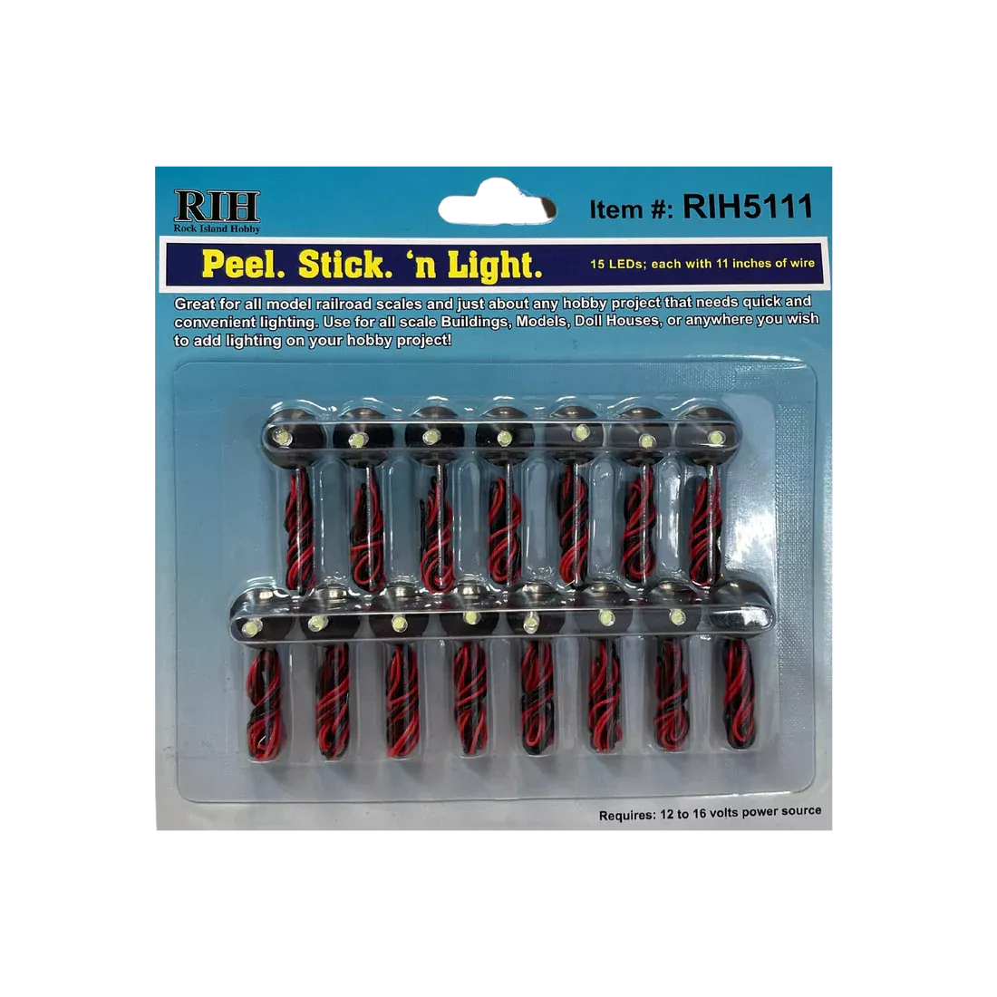 Rock Island Hobby 5111 Peel N Stick LED Light 15 Pack