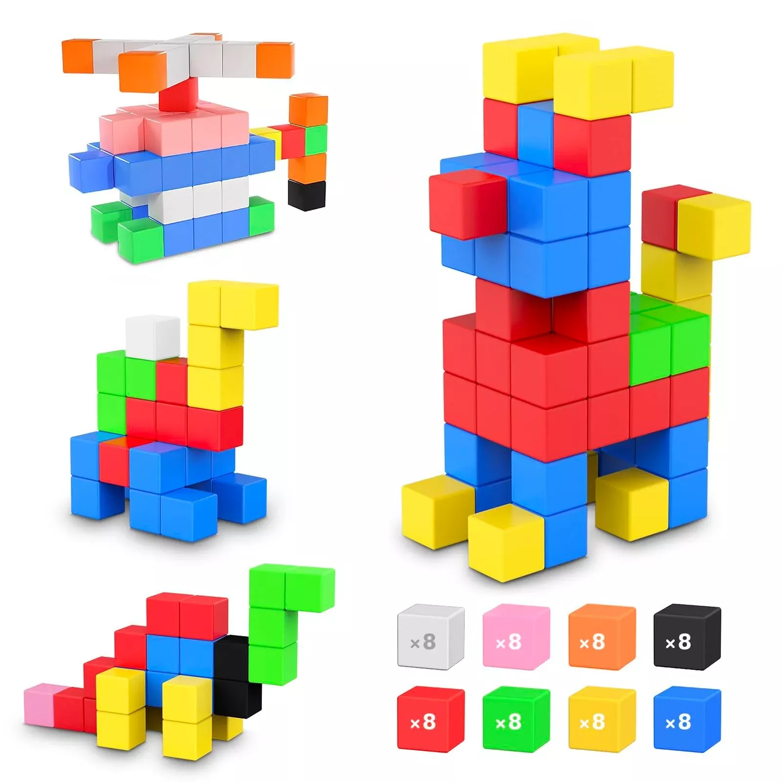 ROMDS Magnetic Building Blocks 64 Pieces Multicolor STEM Toys