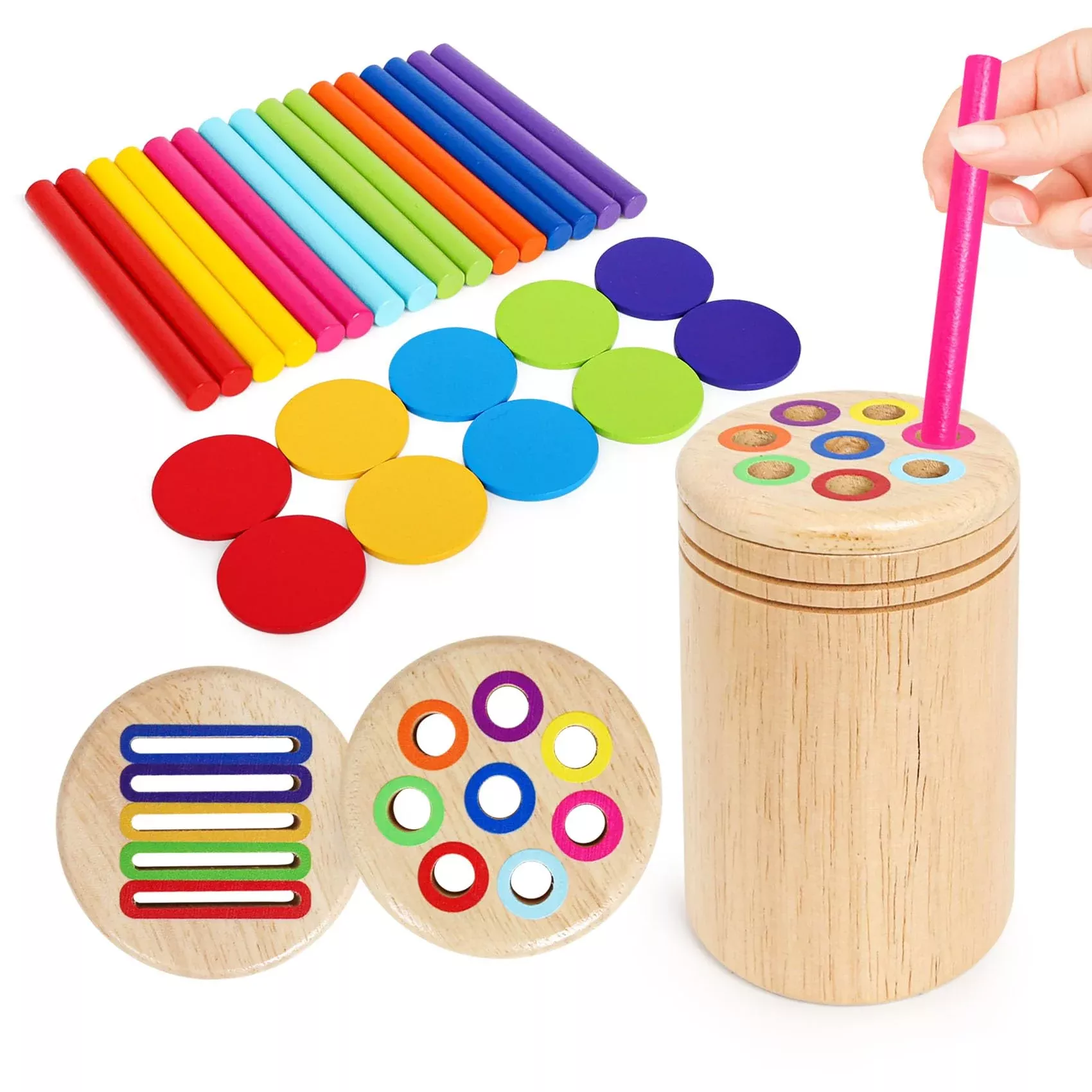 ROOCHKD Montessori Color & Shape Sorter Toy for Toddlers, Small