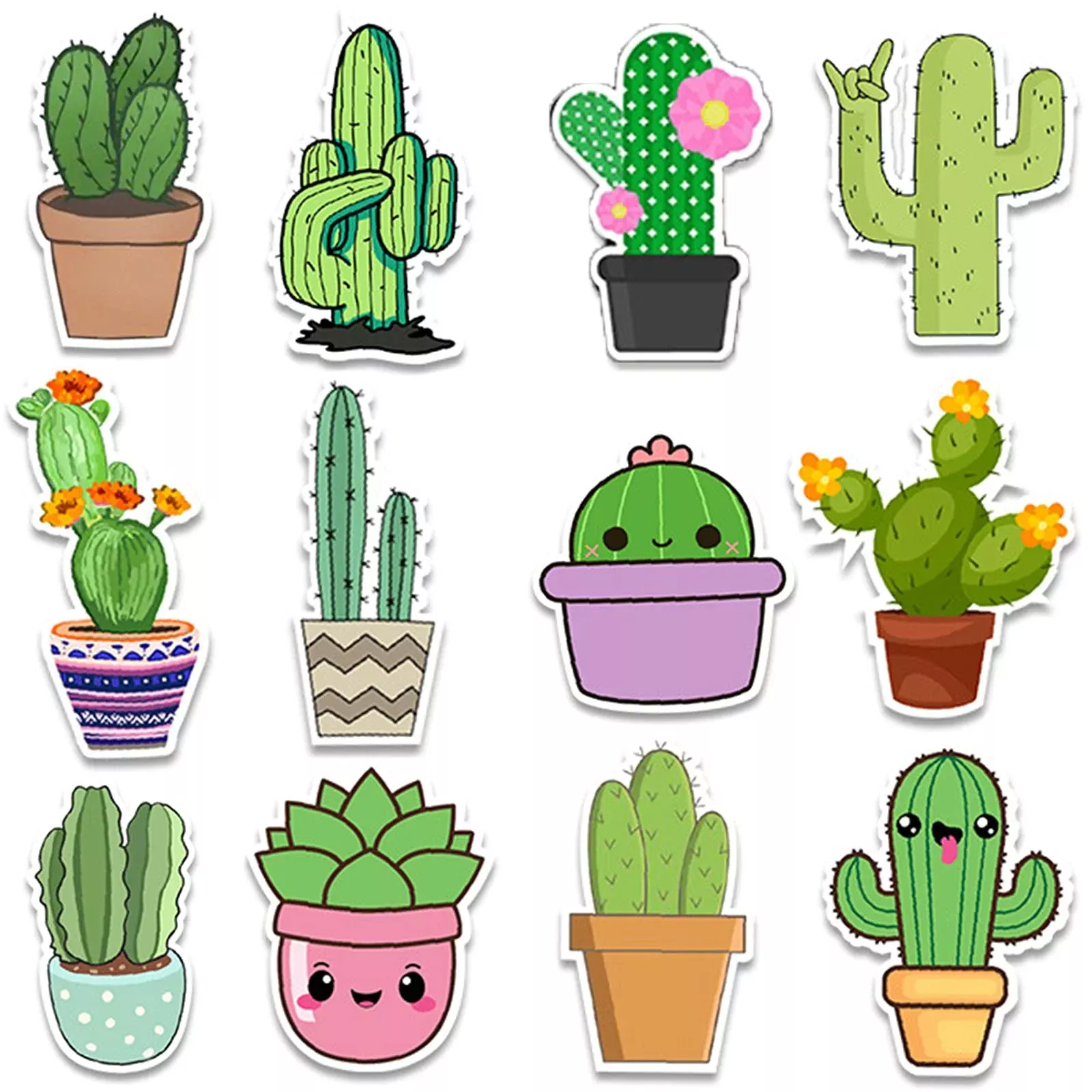 RORANIC Cactus Stickers 50 Pack Waterproof Vinyl 3-3.5 Inch