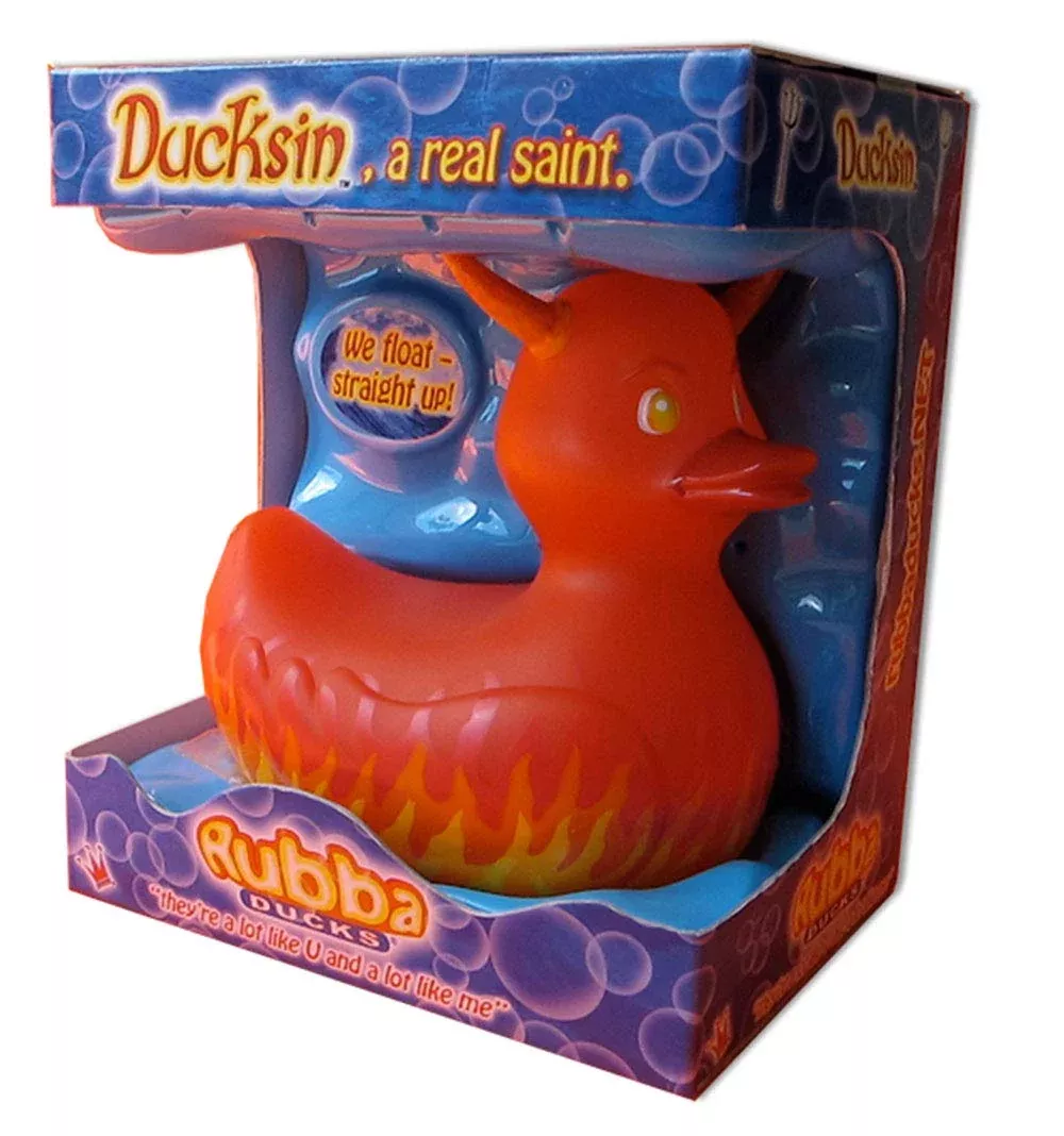 Rubba Ducks Devil Duck Collectible Toy in Gift Box, Red