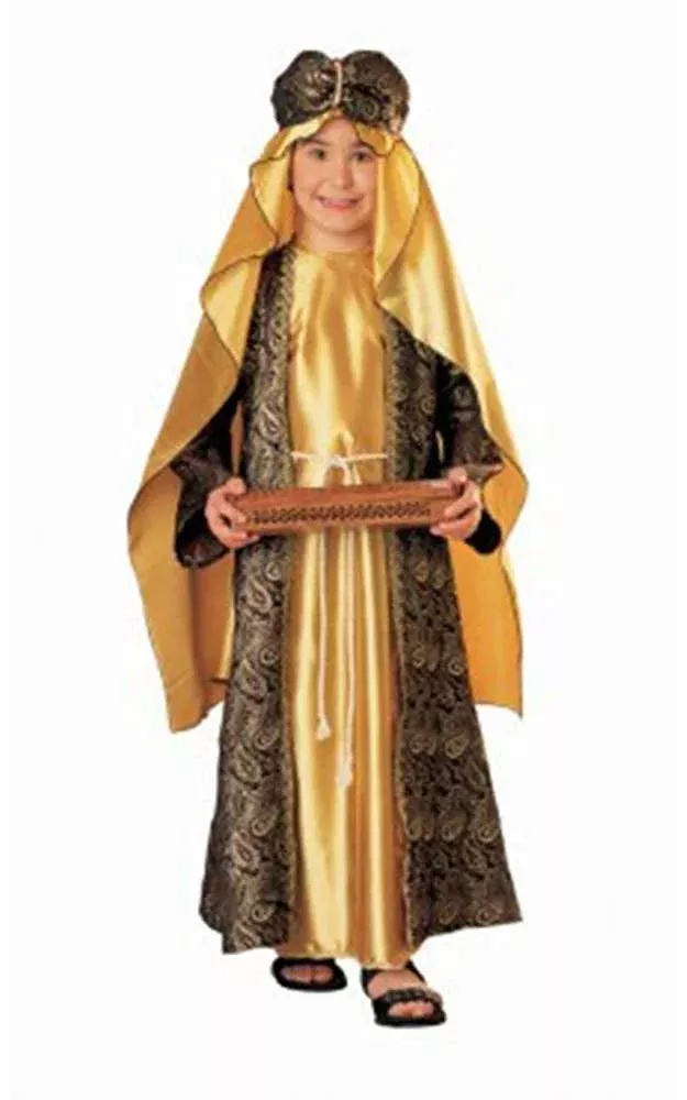 Rubies Melchior Costume Gold Satinique Robe Size Large Multicolor