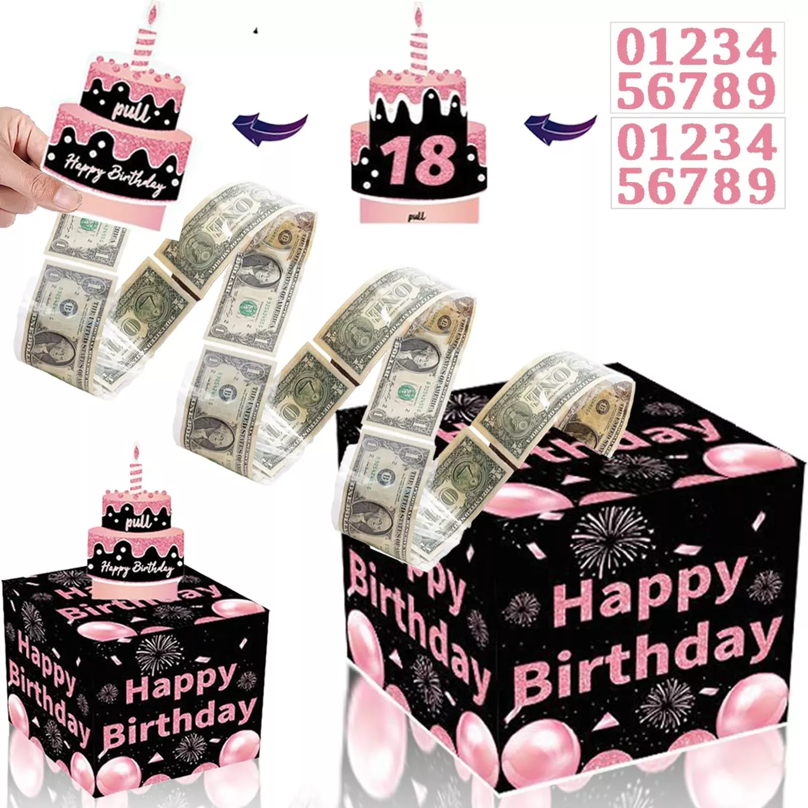 Rxwstt Creative Surprise Money Pull Box, Pink, 1 Count