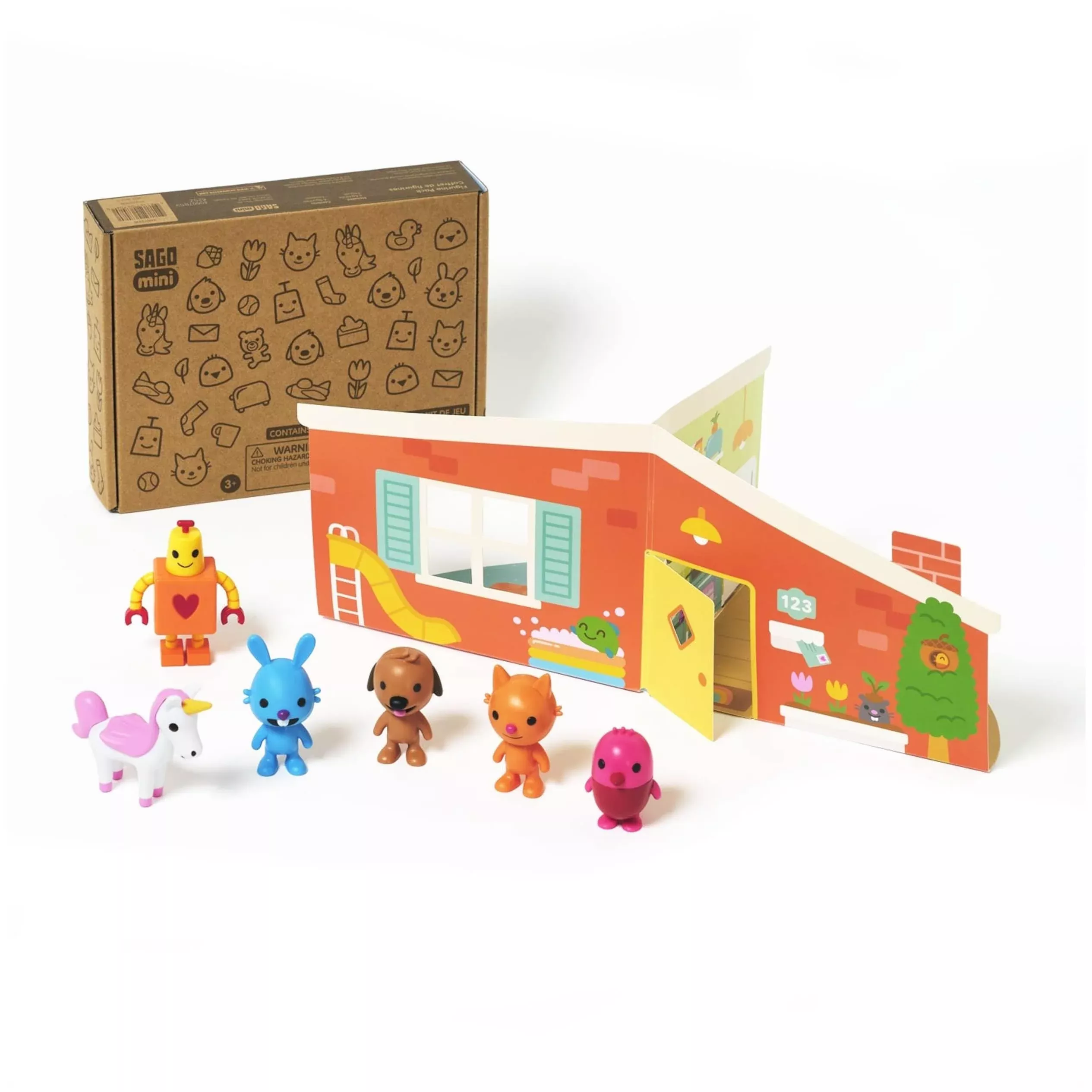 Sago Mini Figurine Pack with Collapsible Playhouse, 6 Figures, Multicolor